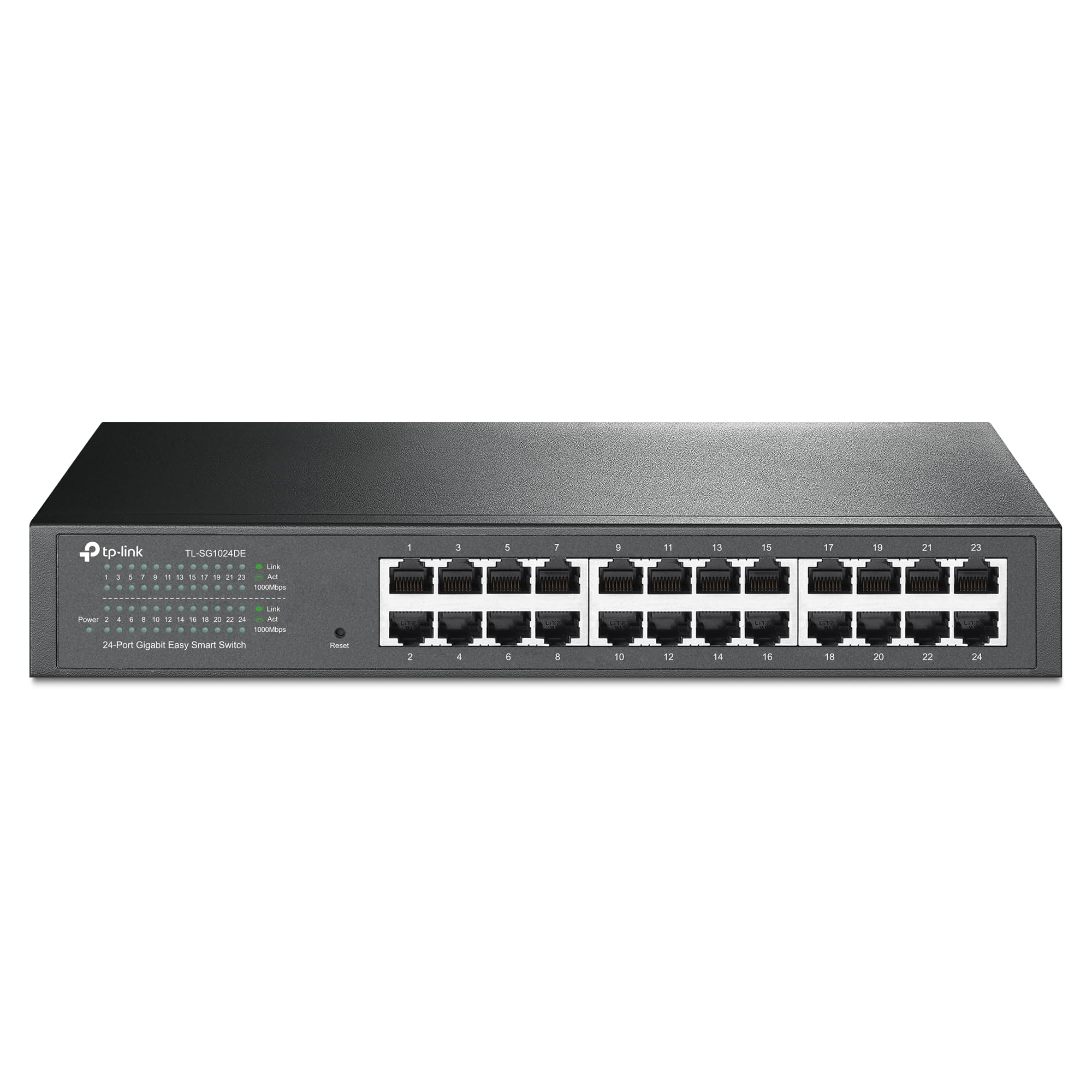 TPLink 24 Port Gigabit Switch Easy Smart Managed Plug & Play Desktop/Rackmount Sturdy Metal w/ Shielded Ports Support QoS, Vlan