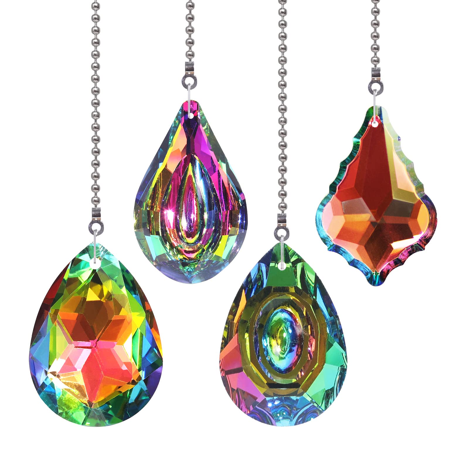 4 Pieces Crystal Ceiling Fan Pull Chain Rainbow Maker Pull Chain Extension With Connector