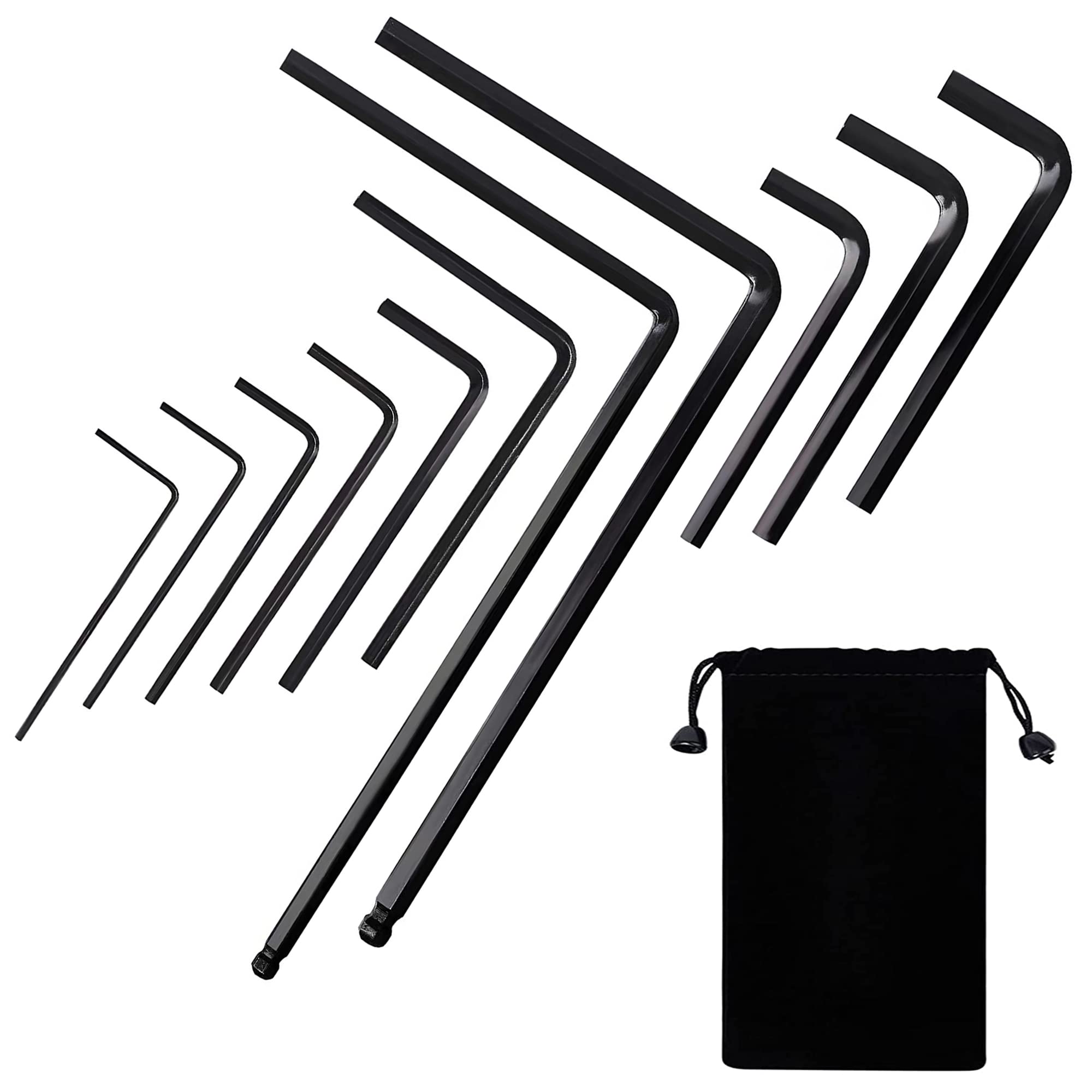 Hinfudor 11 Pieces Guitar Allen Wrench Set Including 4mm & 5mm Lengthened Ball End Truss Rod Wrench, for Most Guitar & Bass Neck