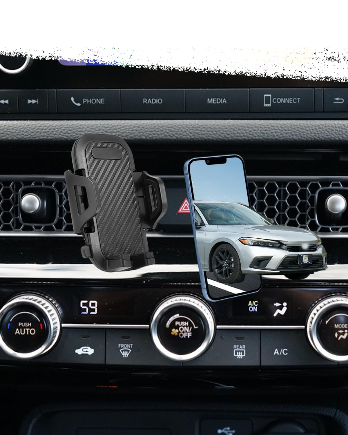 Oricarmes Civic Phone Mount Civic Phone Holder For 2025 2024 Civic Accessories Custom Fit For 2025 2024 2023 2022 Civic Compatib