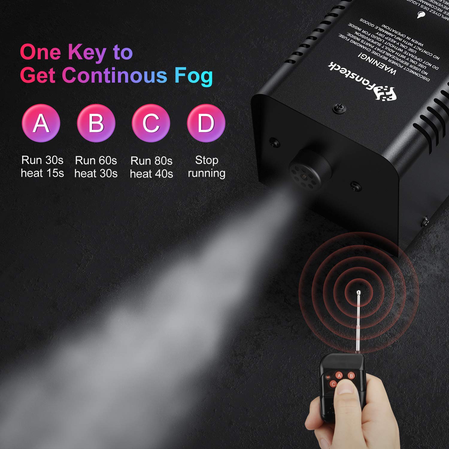Upgraded Fog Machine With Continuous Fog, Fansteck Halloween Smoke Machine Professional Time Control One Key To Get 30S 60S 80S
