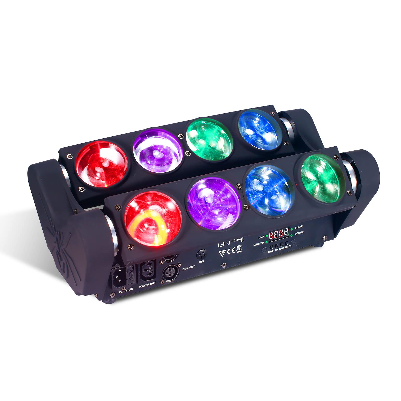 8X15W Spider Moving Head Light Led Rgbw 4In1 Portable Stage Light, Strobe Party Beam Dj Lighting Dmx 512 & Sound Activated For K