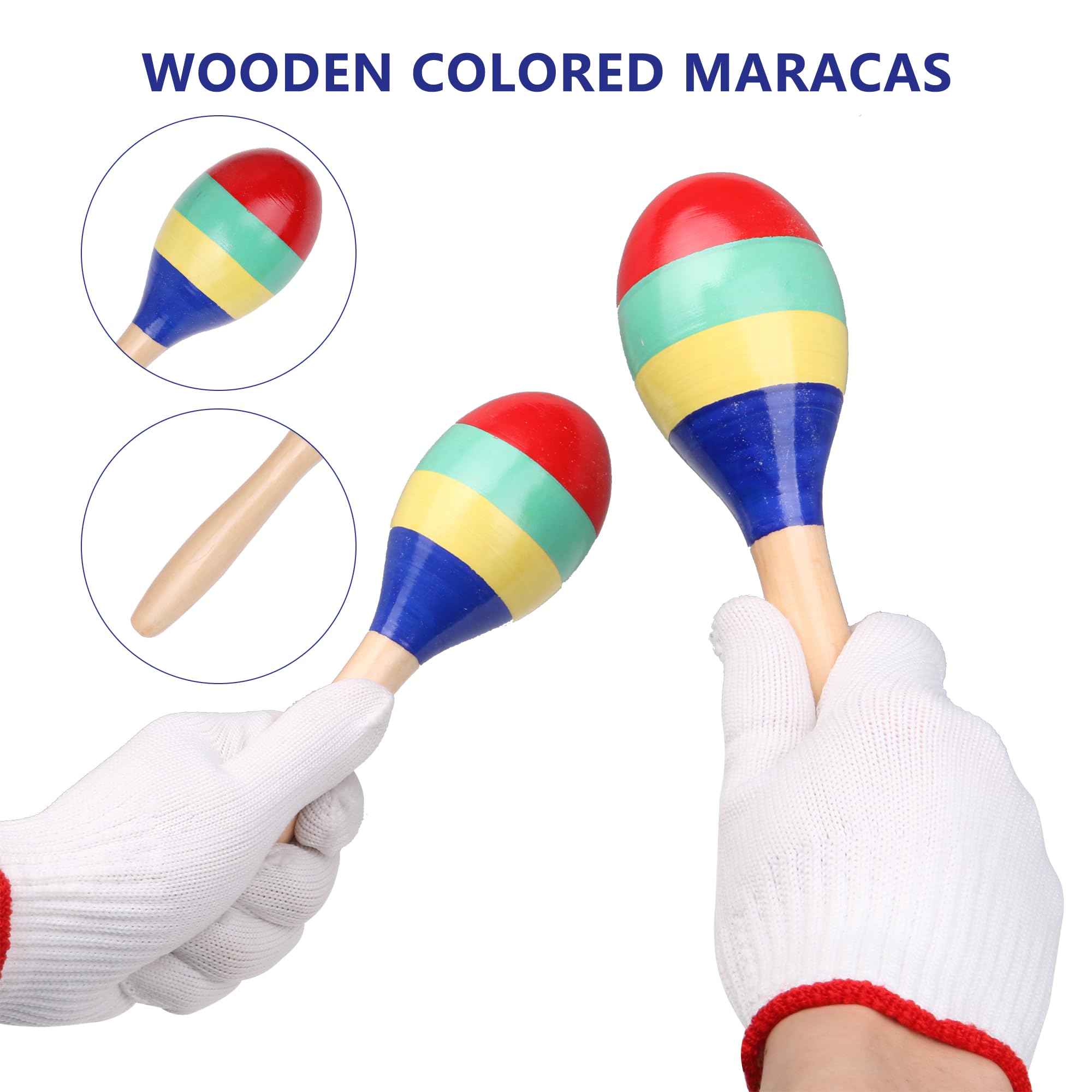 2Pcs Color Wooden Orff Sand Ball Maraca Percussion Hand Cranked Musical Instrument