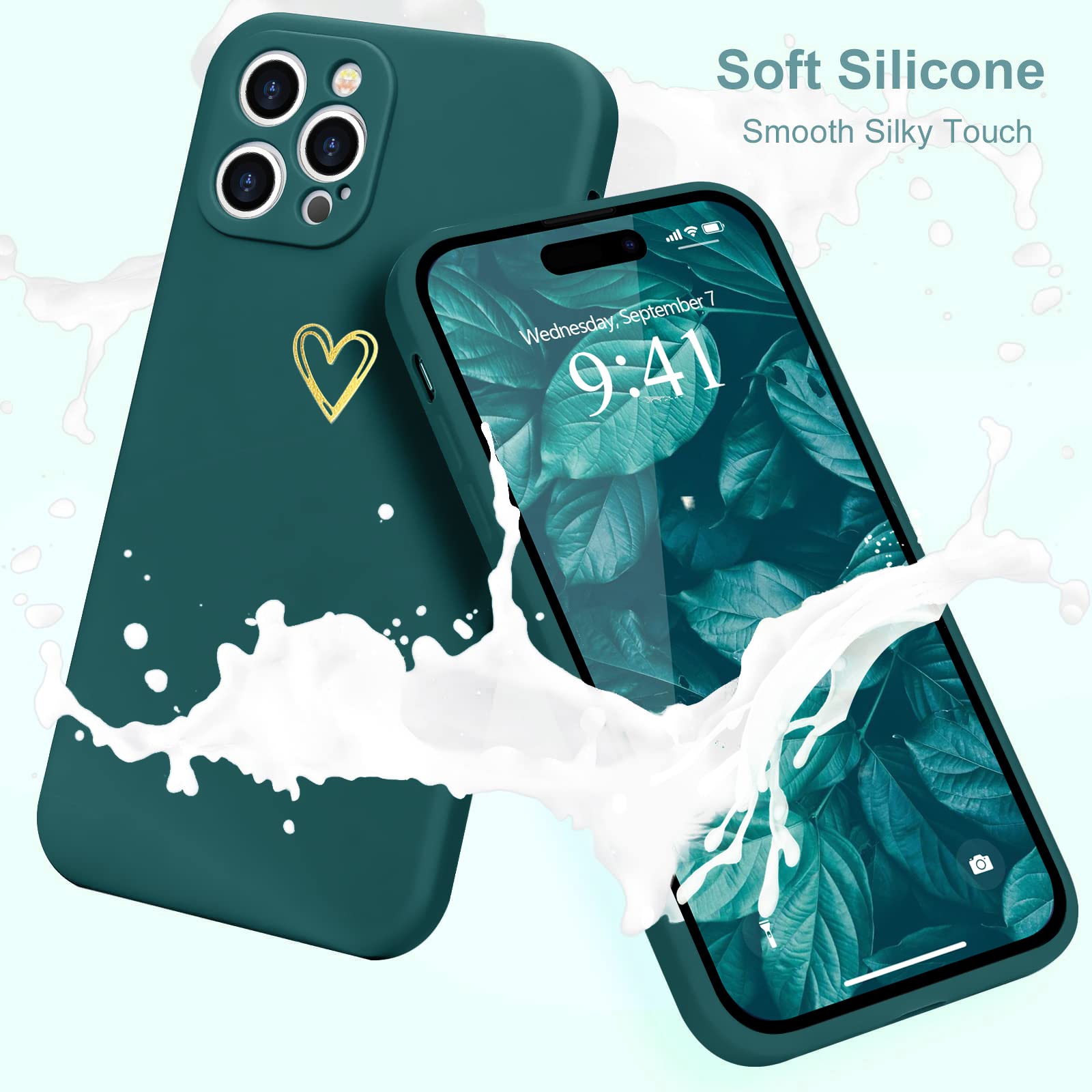 Wirvyuer For Iphone 14 Pro Case Cute Slim Shockproof Phone Case With Wireless Charging Support And Protection, Green