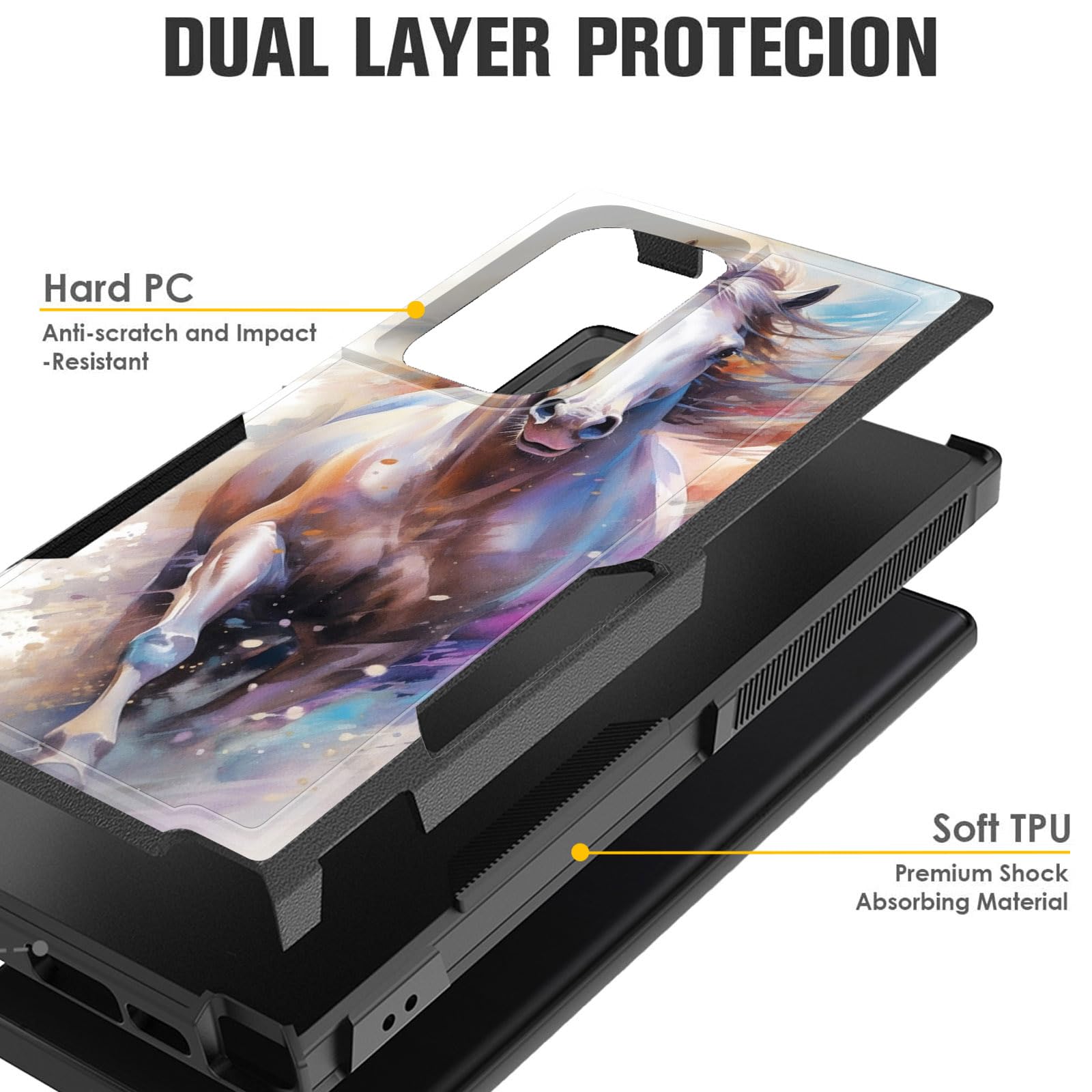 Cicplkse For Galaxy S24 Ultra Case,Dual Layer Heavy Duty Hybrid Shockproof Hard Pc Soft Silicone Tpu Bumper Protective Cover Cas