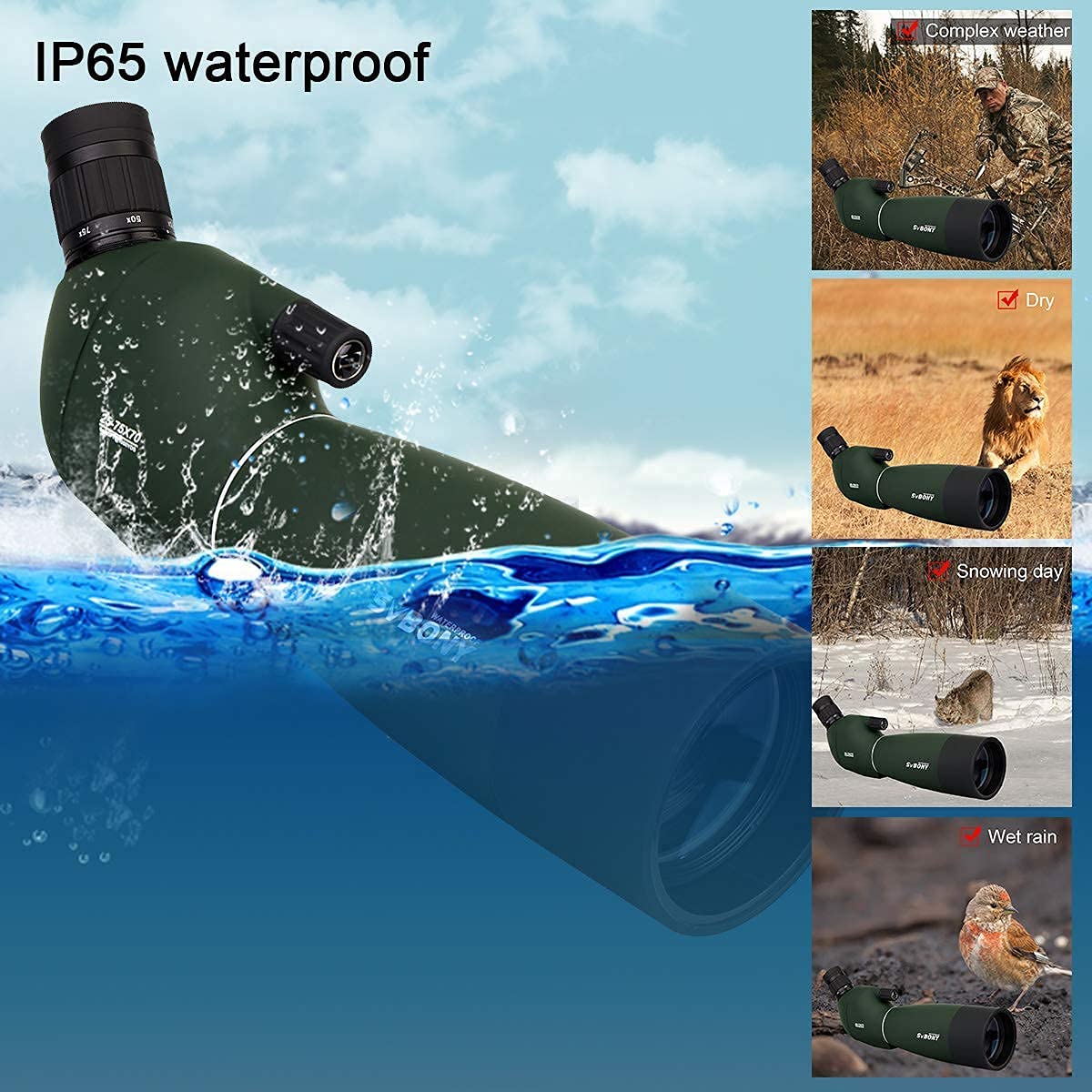 Svbony Sv28 Spotting Scopes With Tripod, Angled 25-75X70Mm Spotter Scope With Phone Adapter, Waterproof Fogproof Spotting Scope