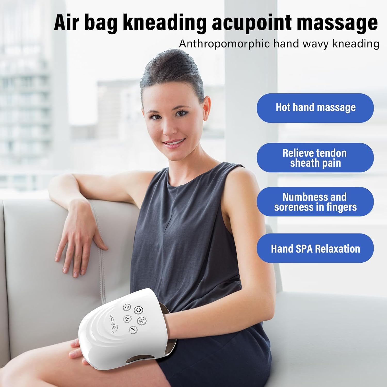 Cotsoco Hand Massager With Heat And Compression For Arthritis And Carpal Tunnel, Birthday Gifts For Women Mom Men,White, Gift Fo