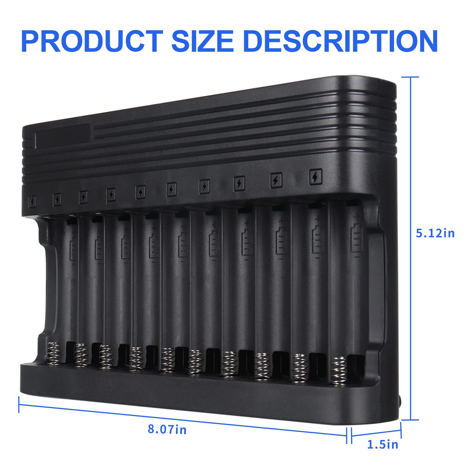 Skywolfeye 18650 Battery Charger 10 Bays Universal Charger For Flashlight Headlamp Battery 3.7V Li Ion Rechargeable Batteries 26