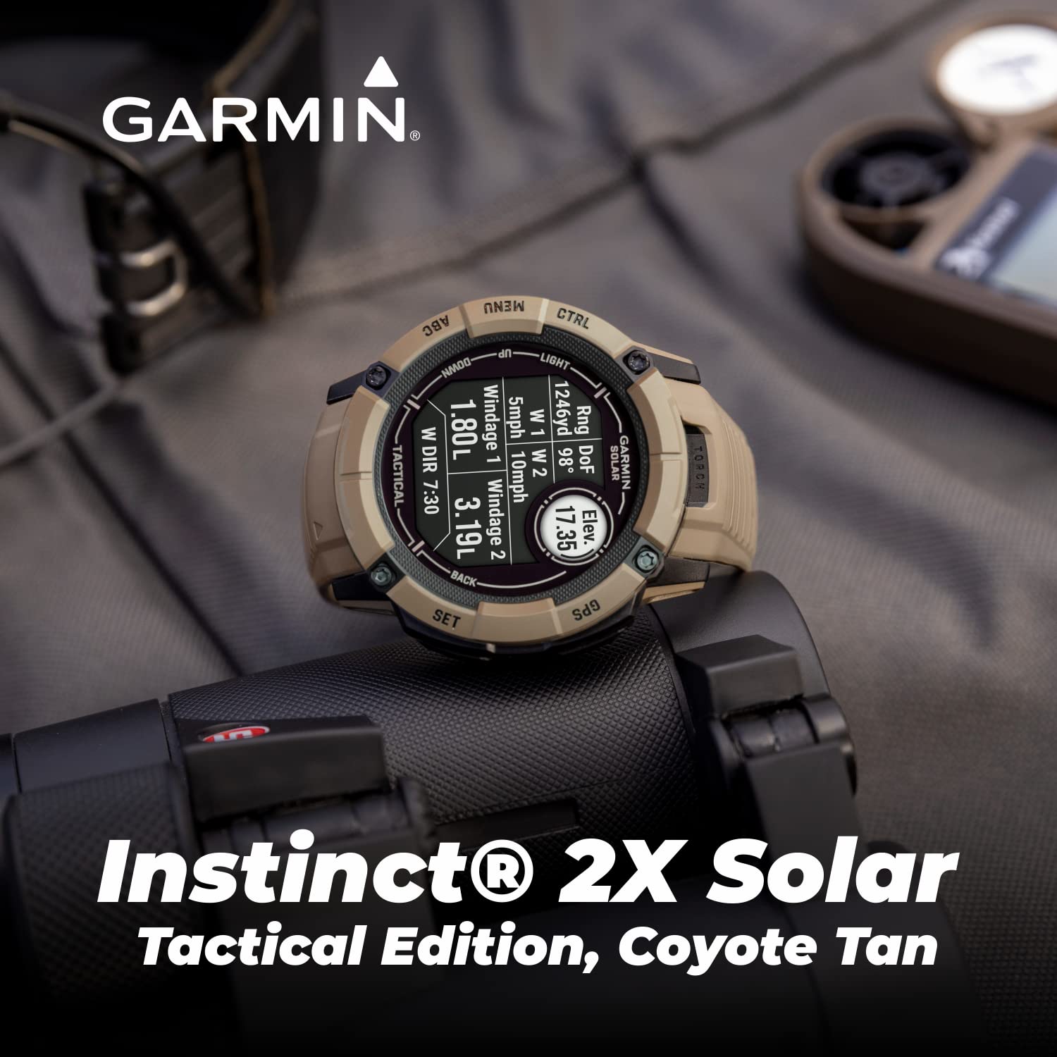 Wearable4U Garmin Instinct 2X Solar Tactical 50 Mm Rugged Gps Men Smartwatch, Coyote Tan With Power Glass Lens, Stealth Mode, Le