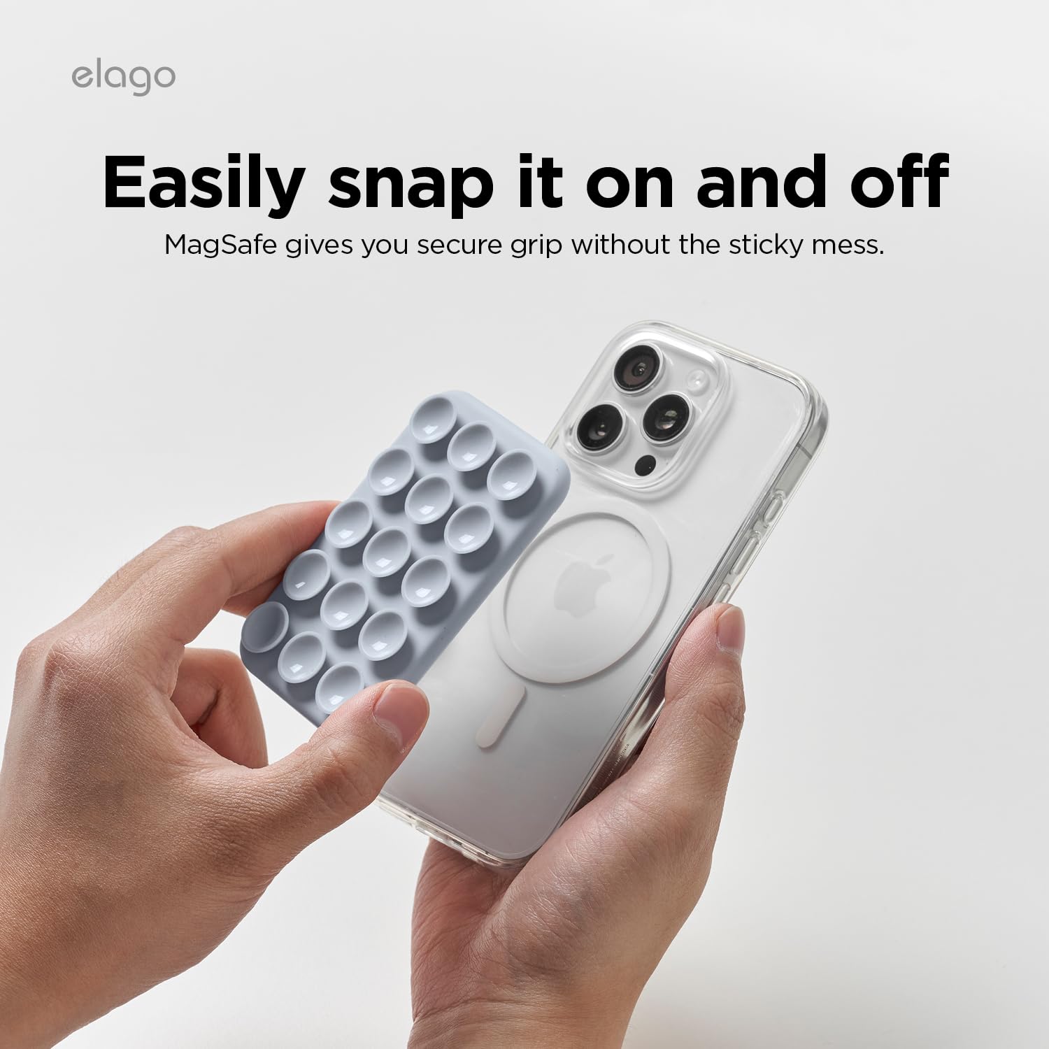 Elago Magnetic Suction Cup Phone Mount Compatible With Magsafe Case, Removable Silicone Sticky Grip Holder For Iphone, Hands-Fre