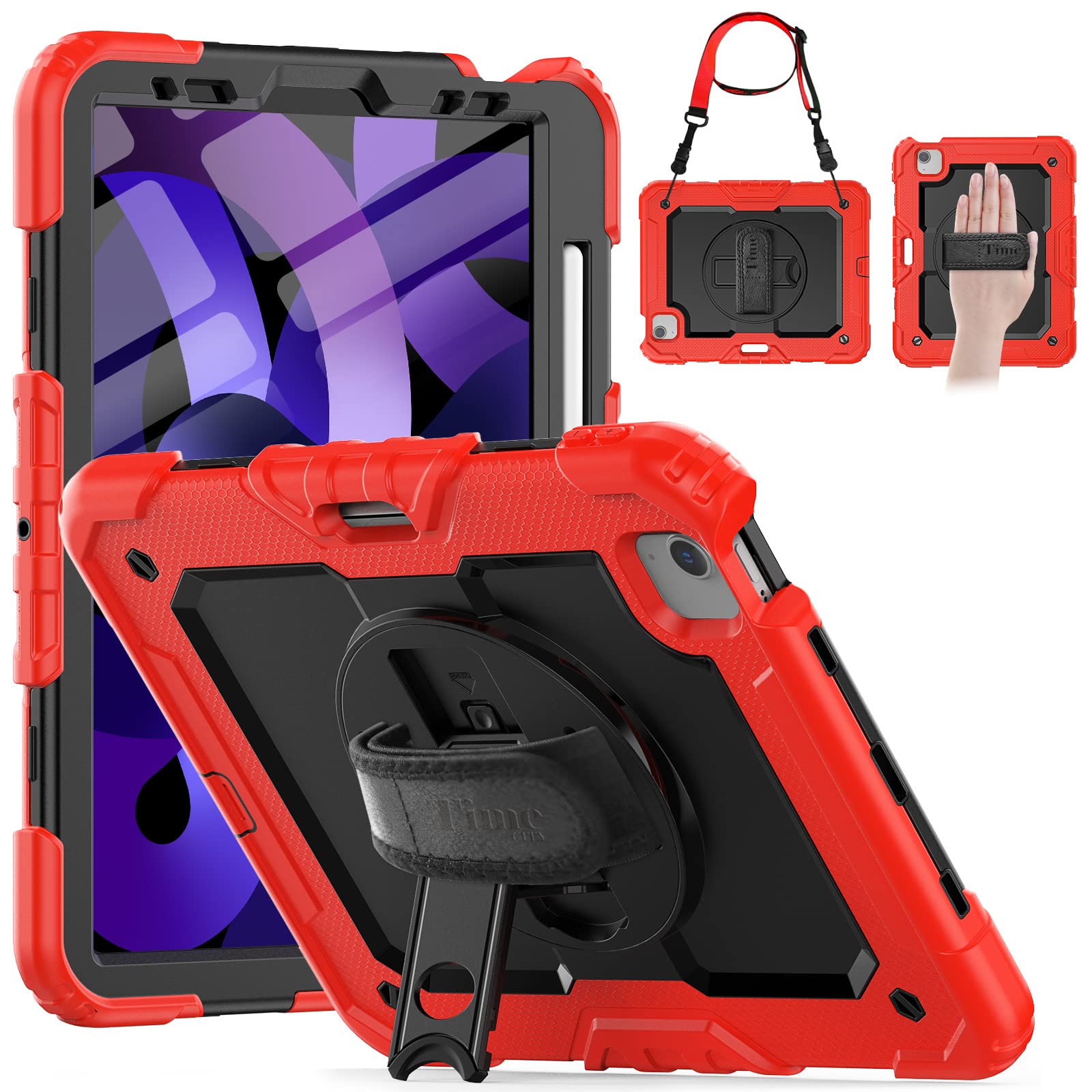 Timecity Case For Ipad Air 10.9 Inch Case 2022/2020, Full Body Drop Protection Case With Screen Protector & Swivel Stand, Hand S