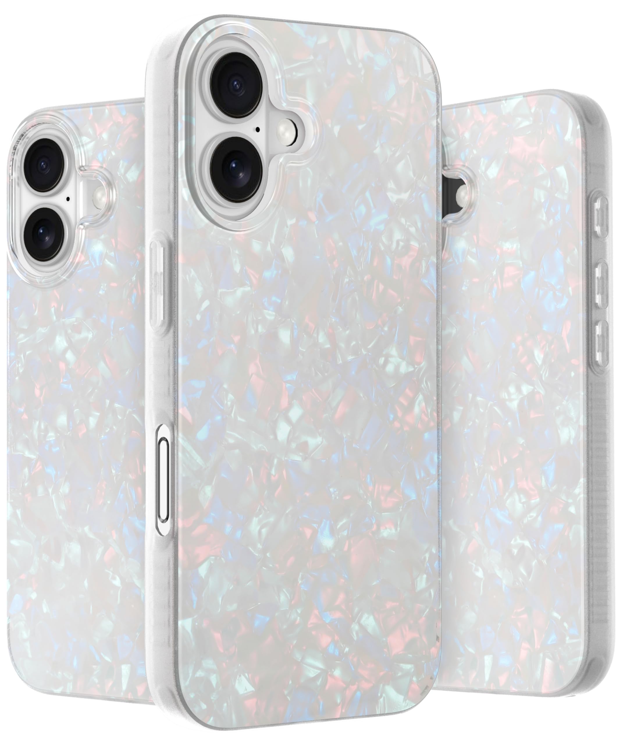 Lonli Hue   For Iphone 16 Plus Case   White Pearl Tort Phone Case   Cute, Unique And Aesthetic Phone Cover   [360 Shock Absorben