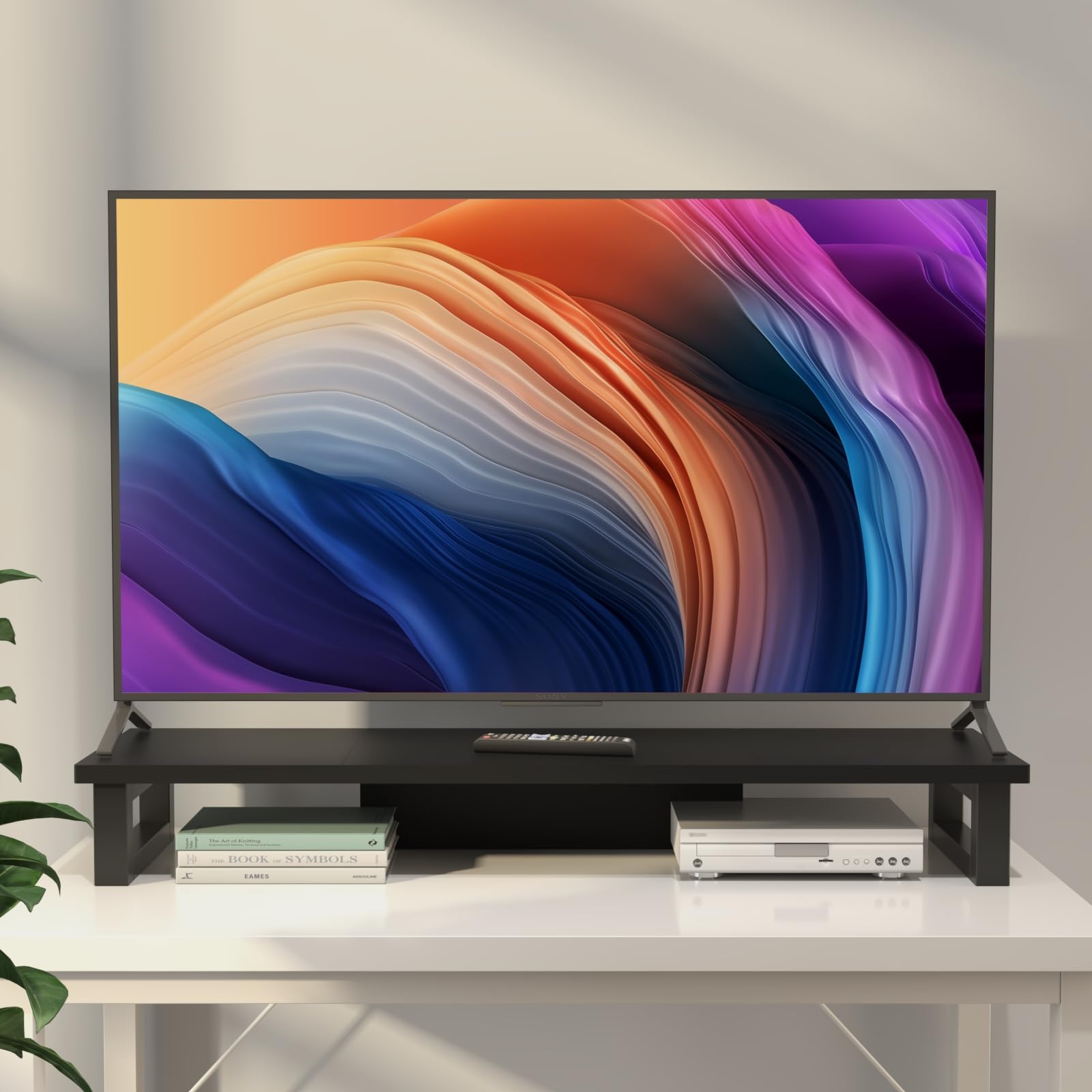 Westree Dual Monitor Stand Riser, Wood And Steel Monitor Stand Riser, Computer Monitor Stand For 2 Monitors, Multi Purpose Deskt