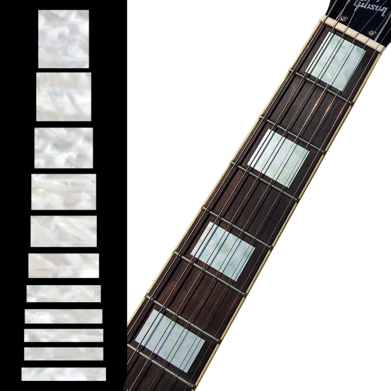 Fretboard Markers Inlay Stickers Decals For Guitars & Bass   Lp Sg Blocks   White Pearl
