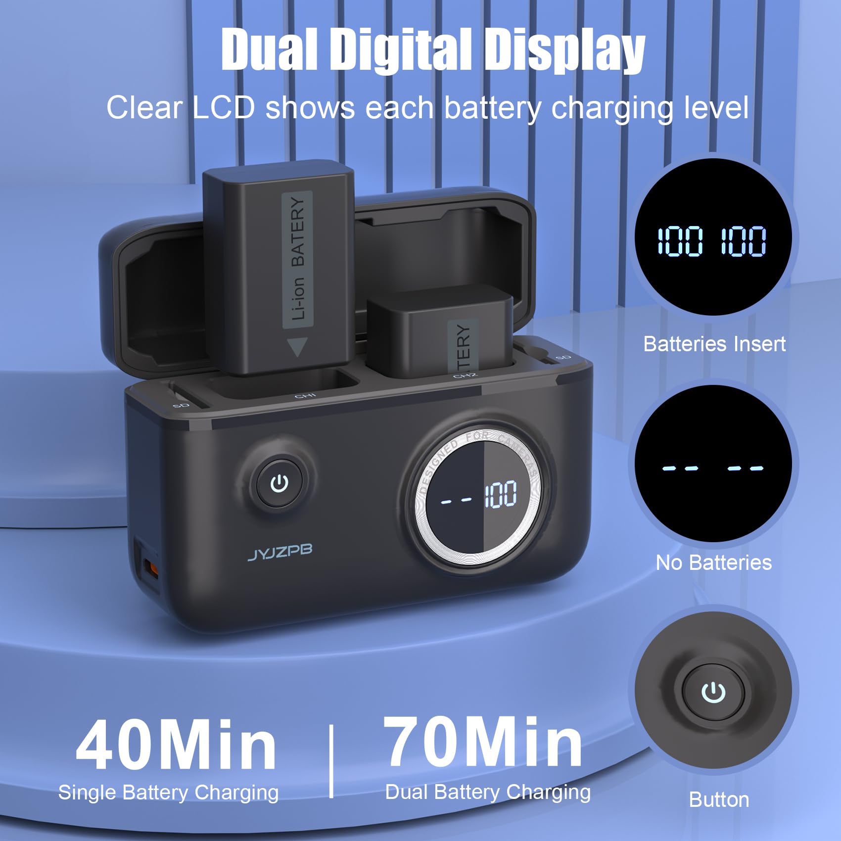 Jyjzpb Upgrade Np Fw50 A6100 Replacement Battery Charger Case Compatible For Sony Alpha Zv E10 A6400 A6500 A6300 A6000 A7 A7R A7