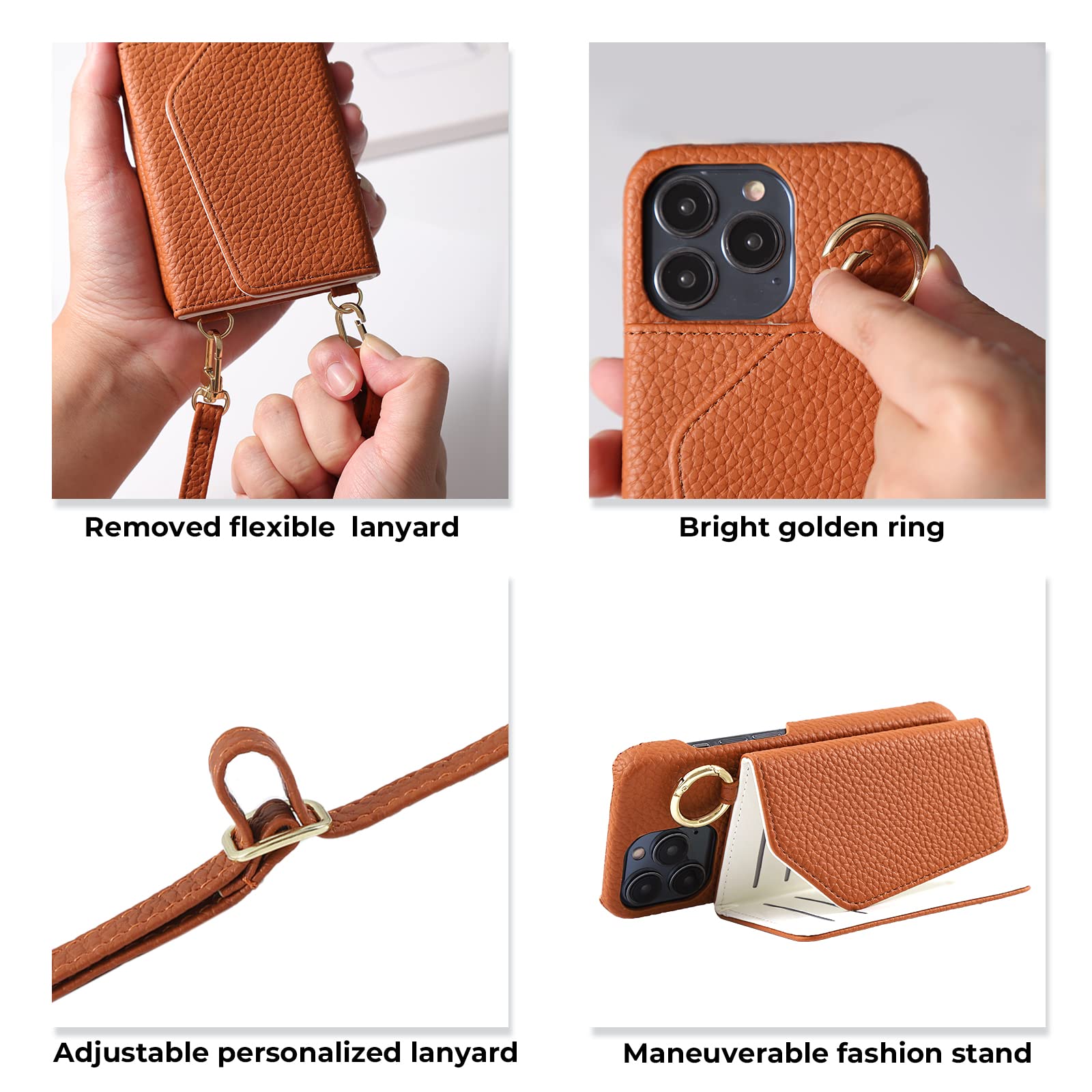 Handodo Wallet Case Compatible Iphone 13 Pro,Women Vegan Leather Detachable Crossbody Phone Case With Rfid Blocking Card Holder