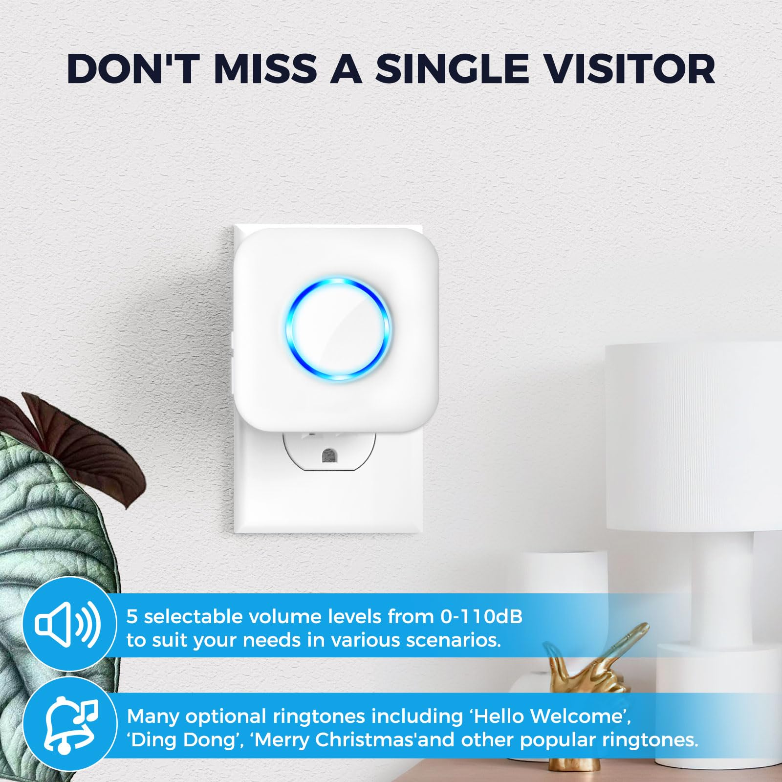 Wireless Doorbell Extender With Receiver Connects To Existing Hardwired Doorbell Into Wireless Door Bell With 656 Ft Range, 58 C