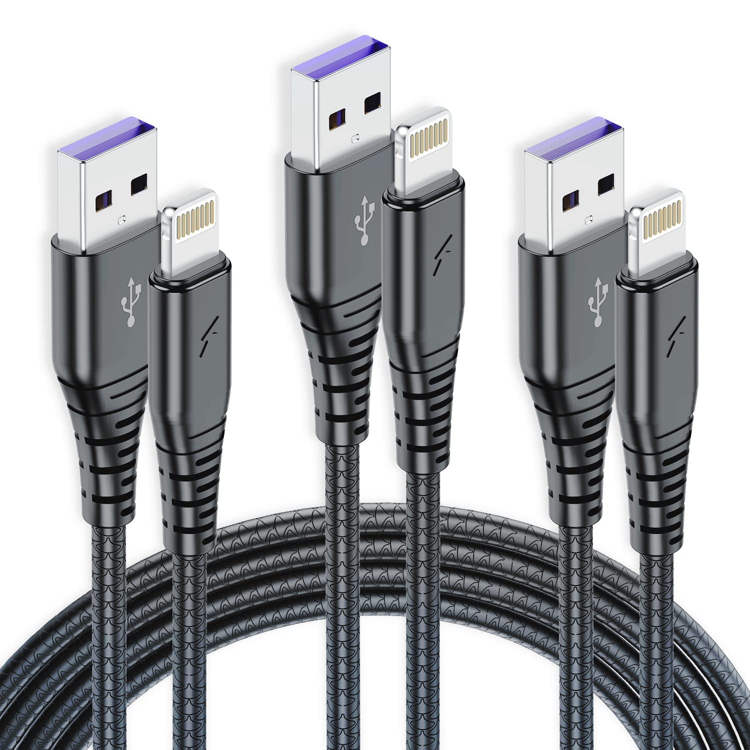 3 Pack 10FT Extra Long USB A to Lightning Fast Charging Cord Apple MFi Certified for iPhone 14 13 12 11 Pro/Pro Max/Plus XR XS X