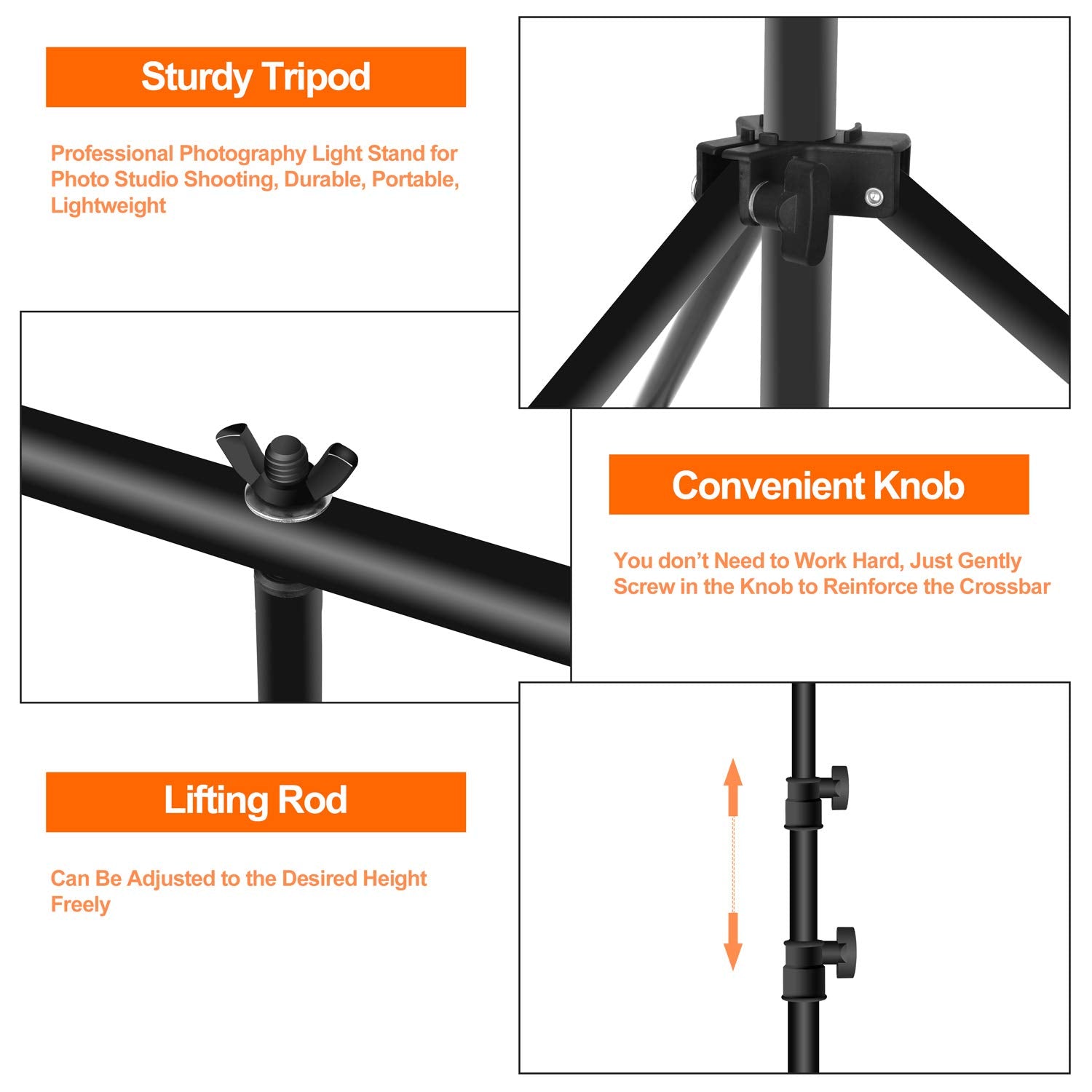 Emart T Shape Backdrop Stand, 3X6.5Ft Adjustable Green Screen Photo Background Holder, Portable Small Back Drop Support Kit For