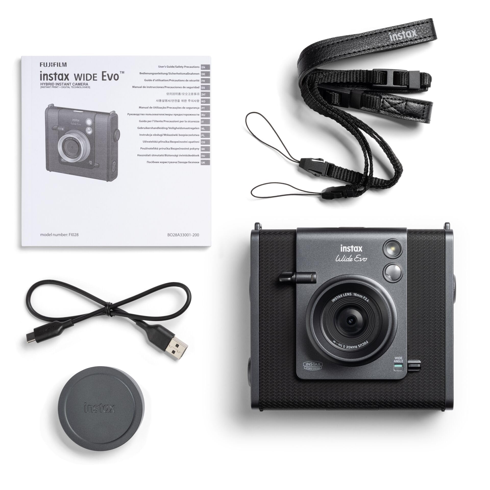 Instax Wide Evo 2 In 1 Instant Film Camera And Printer, Rear Lcd Screen, 10 Lens And 10 Film Filters, Wide Angle Lens Function,