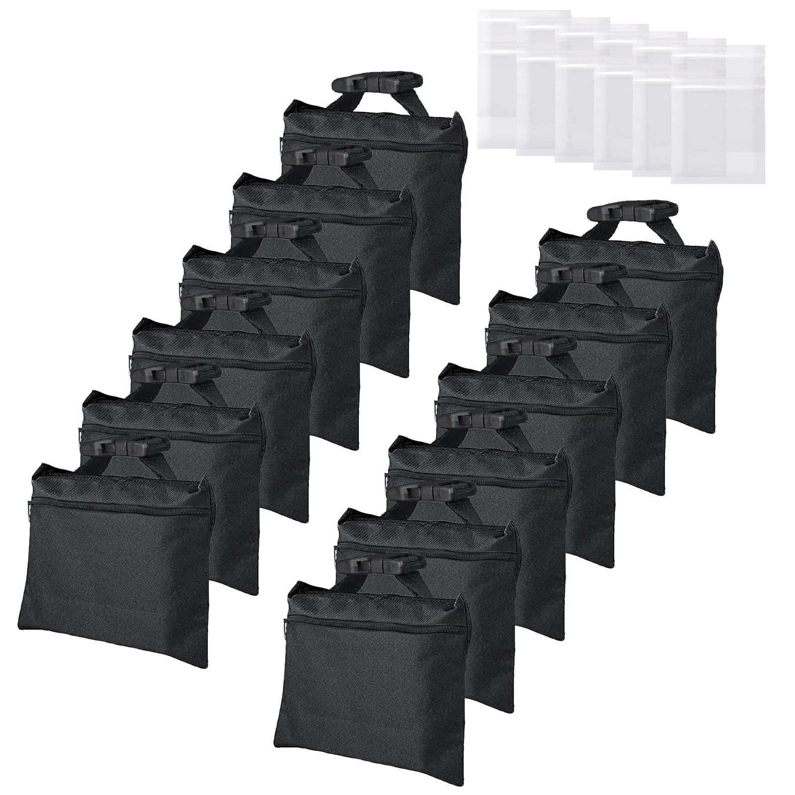 Ifkdnr 12 Packs Sandbags With 12 Pe Bags, Heavy Duty Sand Bags, Sand Bags For Weight With Zipper And Buckle Straps For Support L