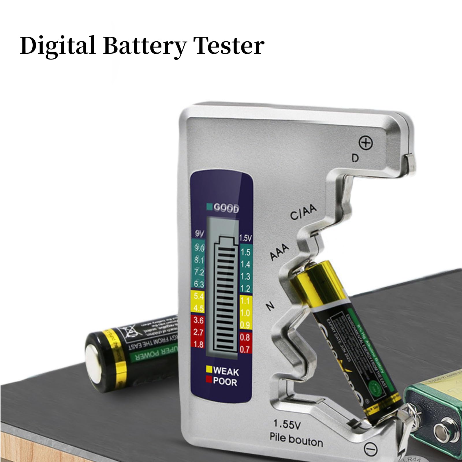 Aunmas Digital Battery Tester, Universal Battery Checker Small Battery Testers Checker Battery Capacity Testing Tool Battery Analyzer Cranking System Tester For Aaa C D 9V 1.5V Household Batteries