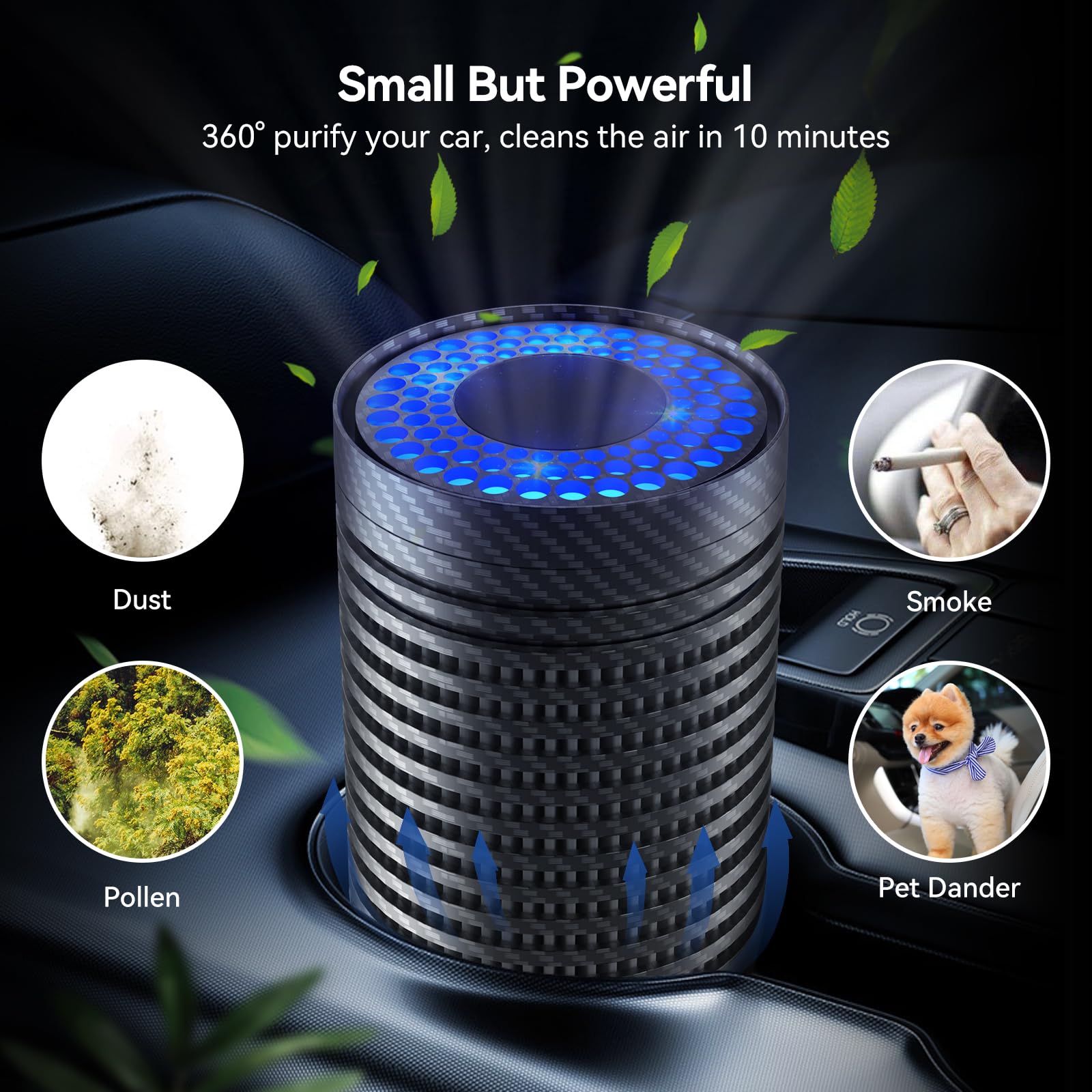 Airfeel Car Air Purifier, Mini Air Purifier For Car With True Hepa Filter Cleans Air, Eliminates Smoke Dust Pollen Etc, Small Tr