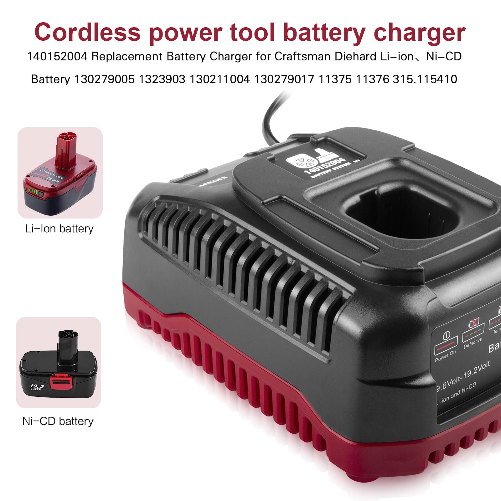 19.2V Quick Charger (Dual Chemistry) For Craftsman Tools 19.2 Volt C3 Xcp Lithium Ion & Ni Cad Diehard Battery Charger