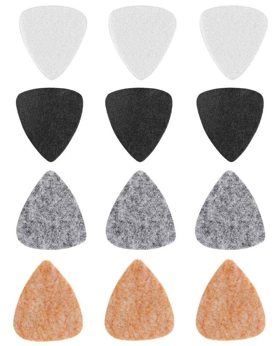 Jiayouy 12 Pieces 3Mm Thickness Felt Picks Plectrums For Bass Guitar Ukulele MultiColor