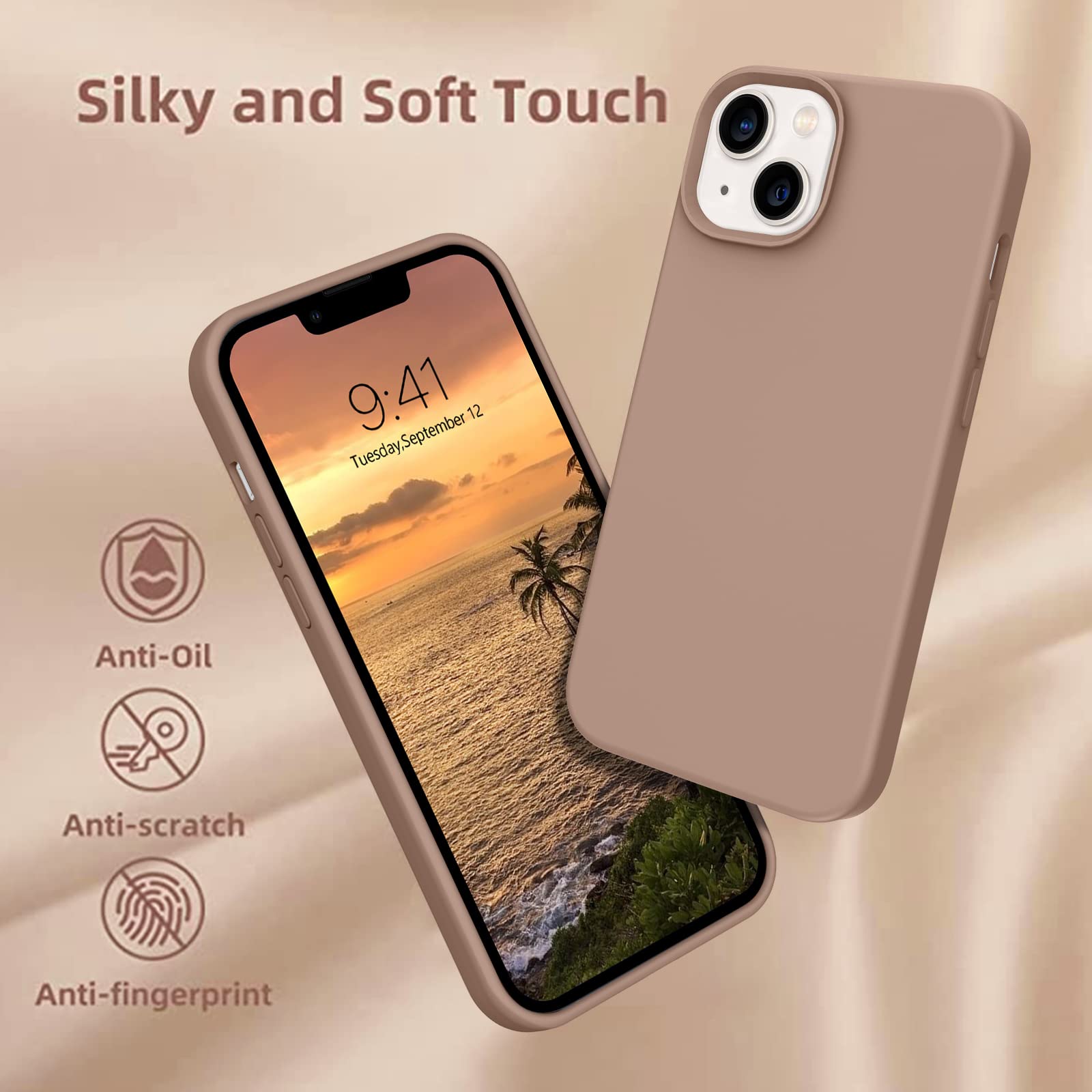 Veningo Iphone 13 Case, Phone Case For Iphone 13, Slim Fit Liquid Silicone Soft Gel Rubber Lightweight Microfiber Lining Shockpr