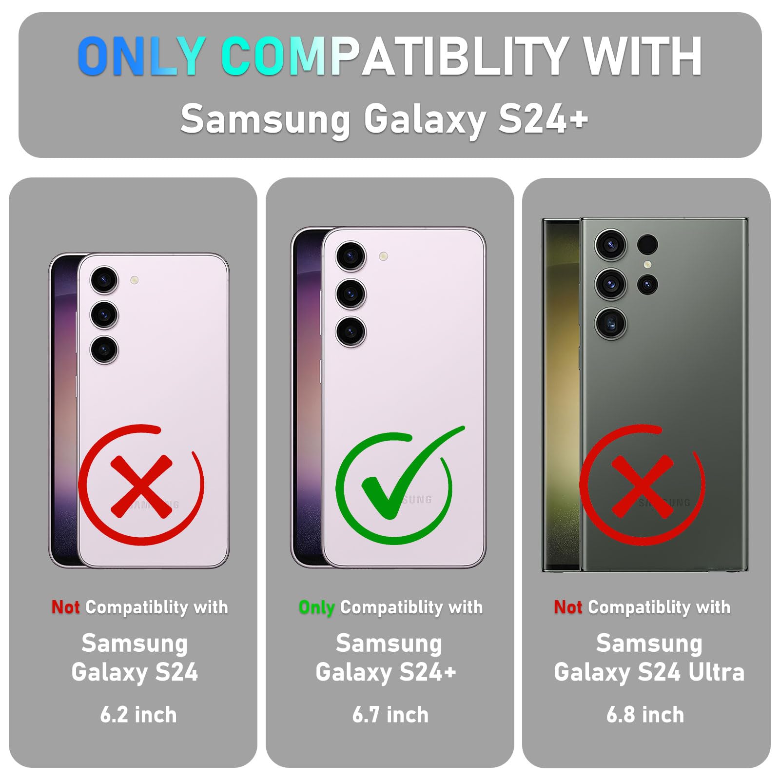 Casejeen For Samsung Galaxy S24+ Plus Case With Tempered Glass Screen Protector And Camera Lens Cover,Rotated Ring Stable Kickst