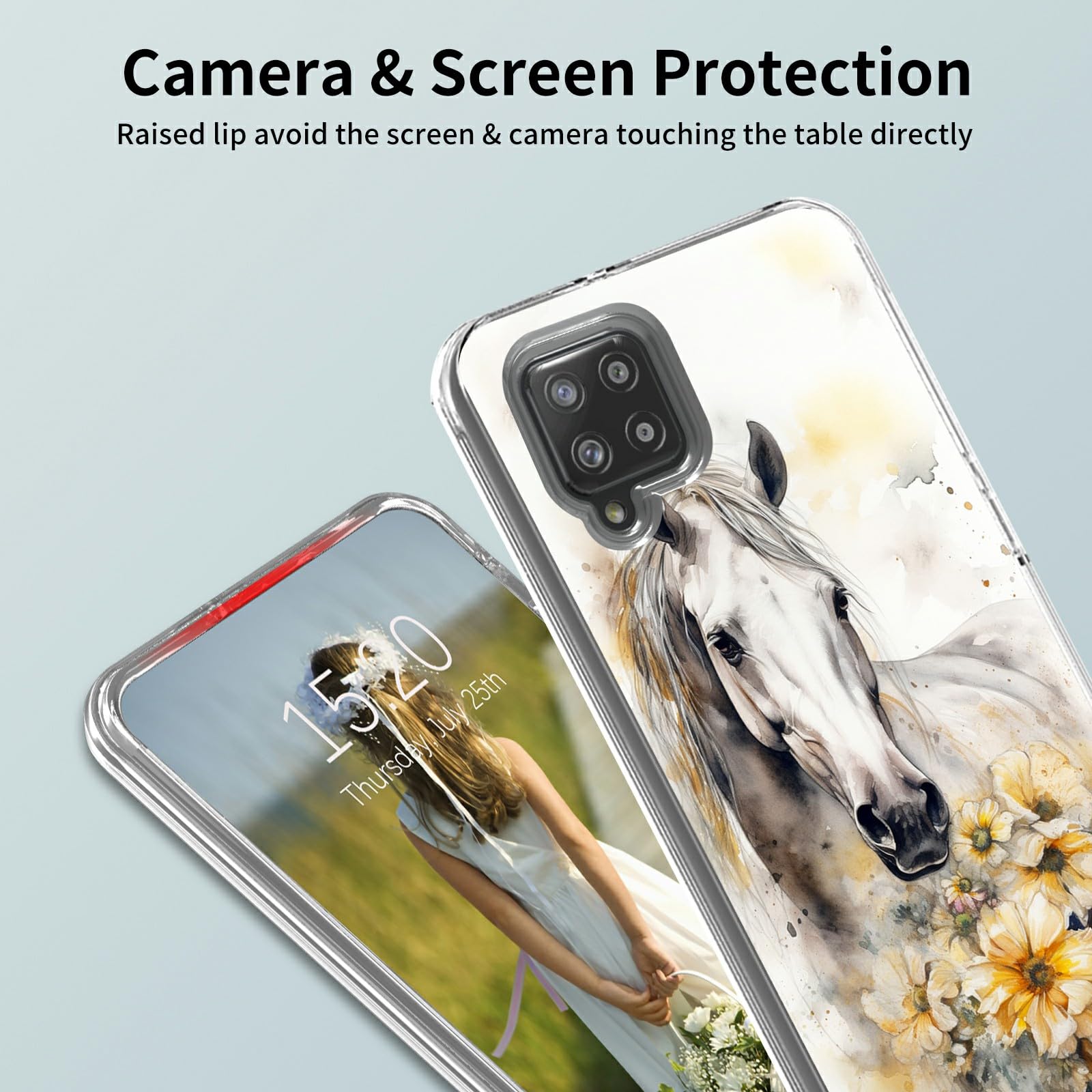 Dikoer Galaxy A42 5G Case, A42 5G Phone Case For Women Men, 2 In 1 Heavy Duty Hybrid Clear Hard Pc Cover Soft Silicone Shockproo