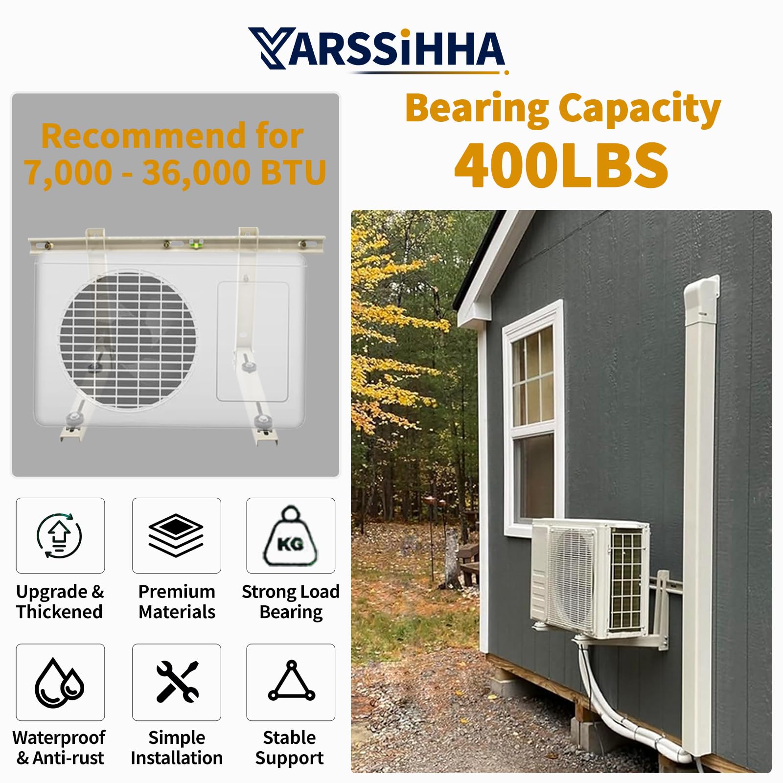 Yarssihha Mini Split Wall Mounting Bracket For Universal 7000 36000 Btu Ductless Air Conditioners Heat Pumps, Outdoor Heavy Duty