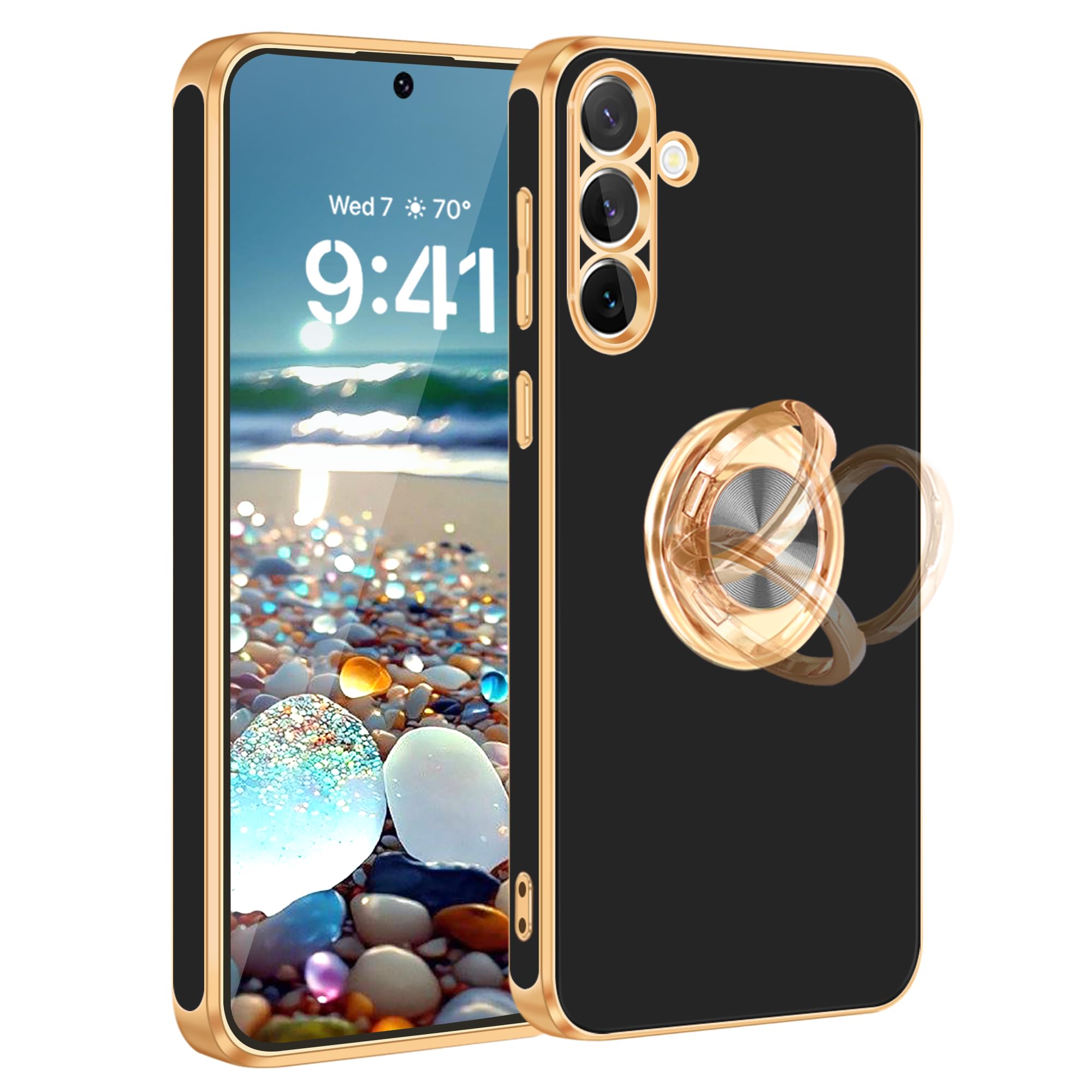 Fingic For Samsung Galaxy S24 Case [With 360 Ring Holder Stand] [Support Magnetic Car Mount]Kickstand Case For Women Girls Boys 
