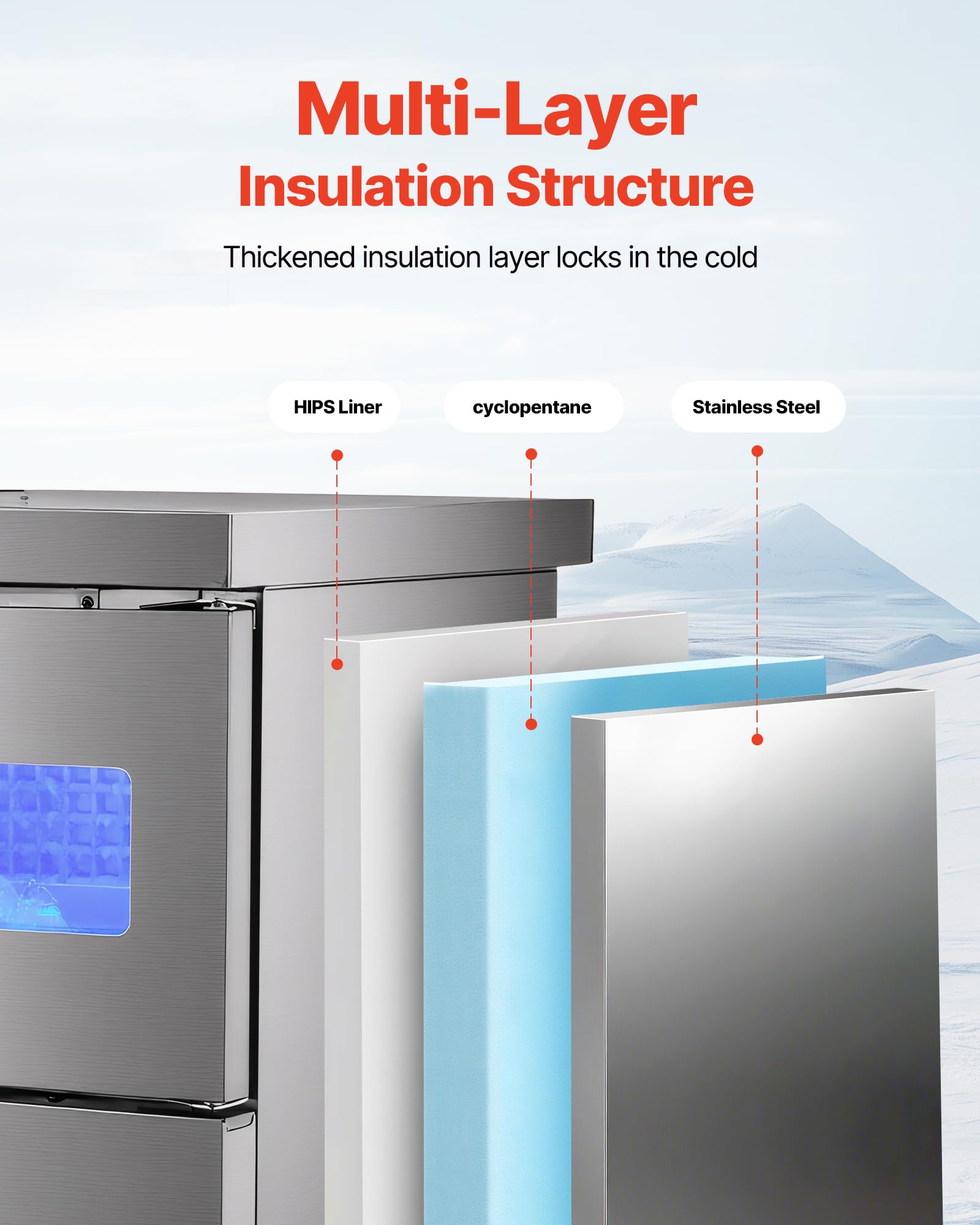 Vevor Commercial Ice Maker Machine, 132 Lbs/24H Stainless Steel Worktop Ice Machine With Sink, 30 Lbs Storage & 70 Cubes/Cycle,