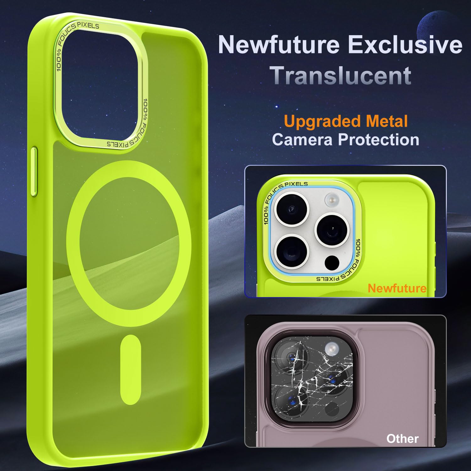 Newfuture Designed For Iphone 16 Pro Max Case With Magnetic [13 Ft Military Drop Protection] [Compatible With Magsafe] Transluce