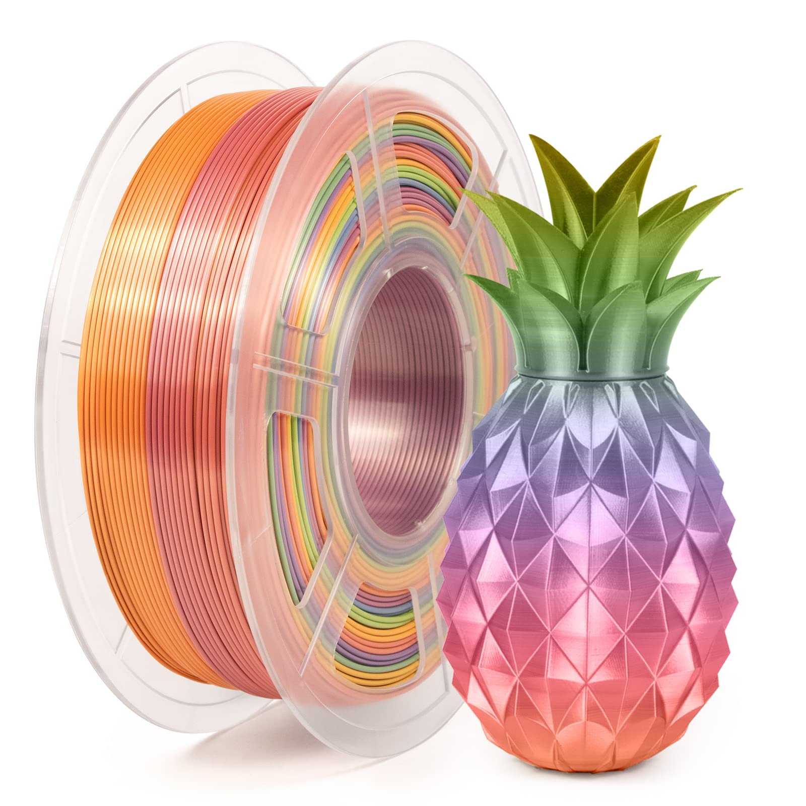 3D Printer Filament, Silk Rainbow Pla Filament 1.75 Mm, Color Change Filament Dimensional Accuracy +/  0.03 Mm, 1 Kg Spool, Pla