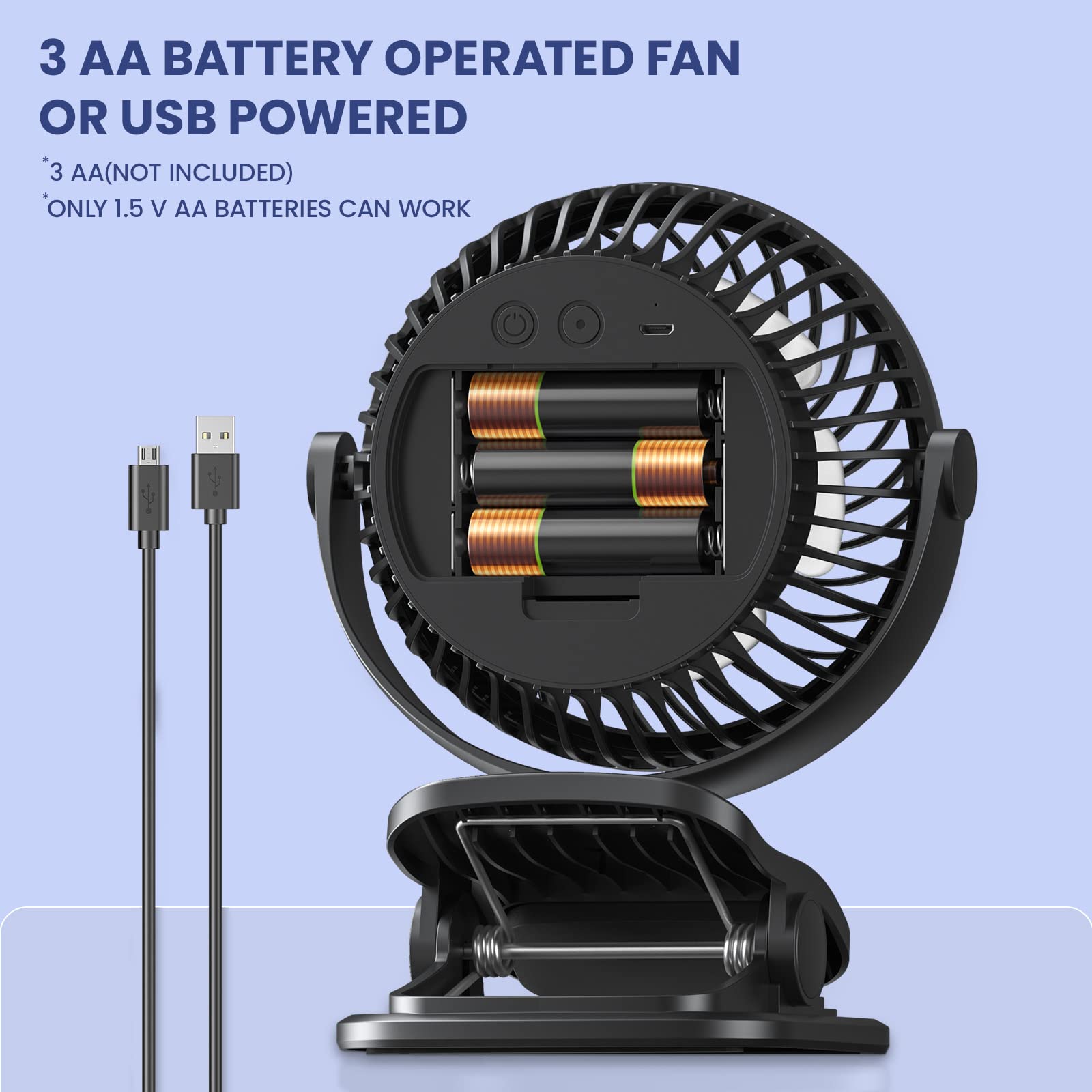 Battery Operated Aa Clip On Fan With Aromatic Function,4 Speeds Battery Powered Portable Fans For Camp,Small Golf Cart Usb Fan,Q