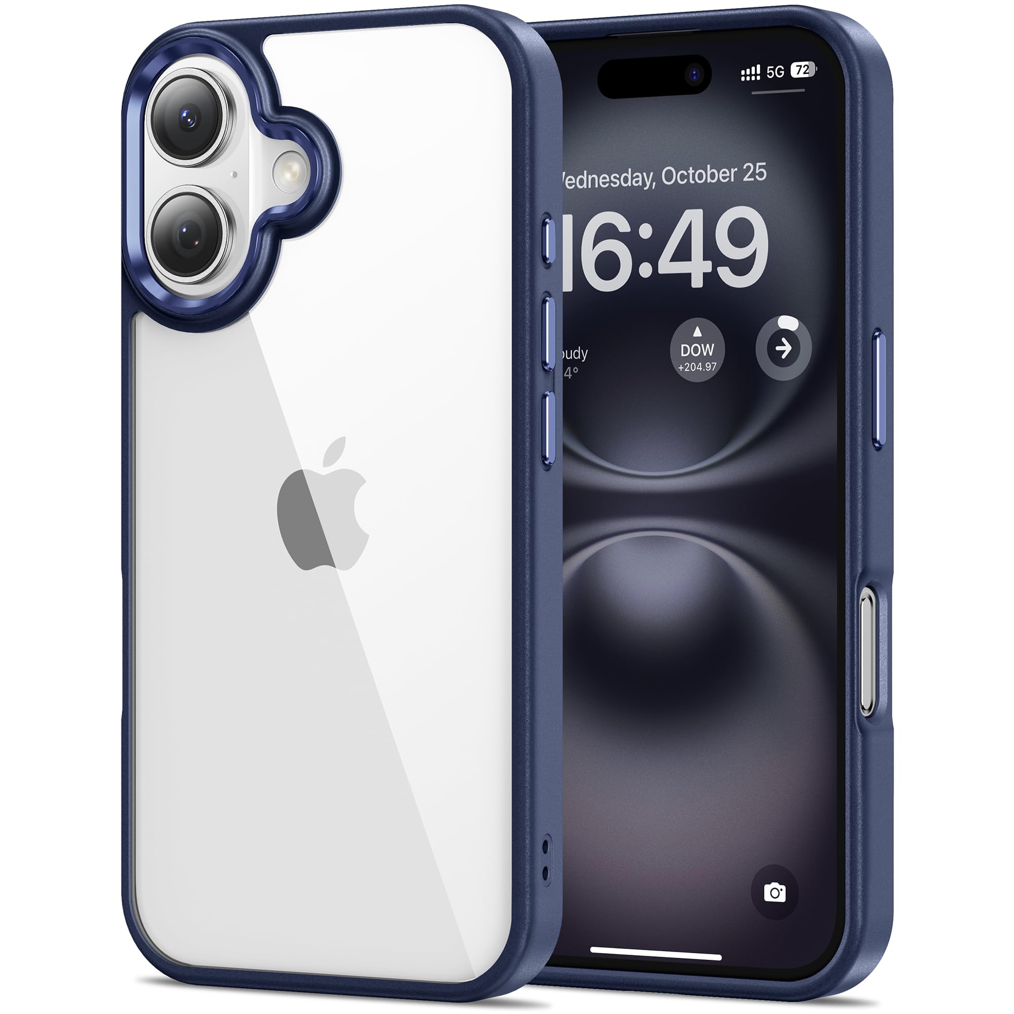 HOOMIL Case for iPhone 16 6.1-Inch, Non-Yellowing, Drop Protection, Anti-Scratch Transparent Hard Back Phone Cover - Blue
