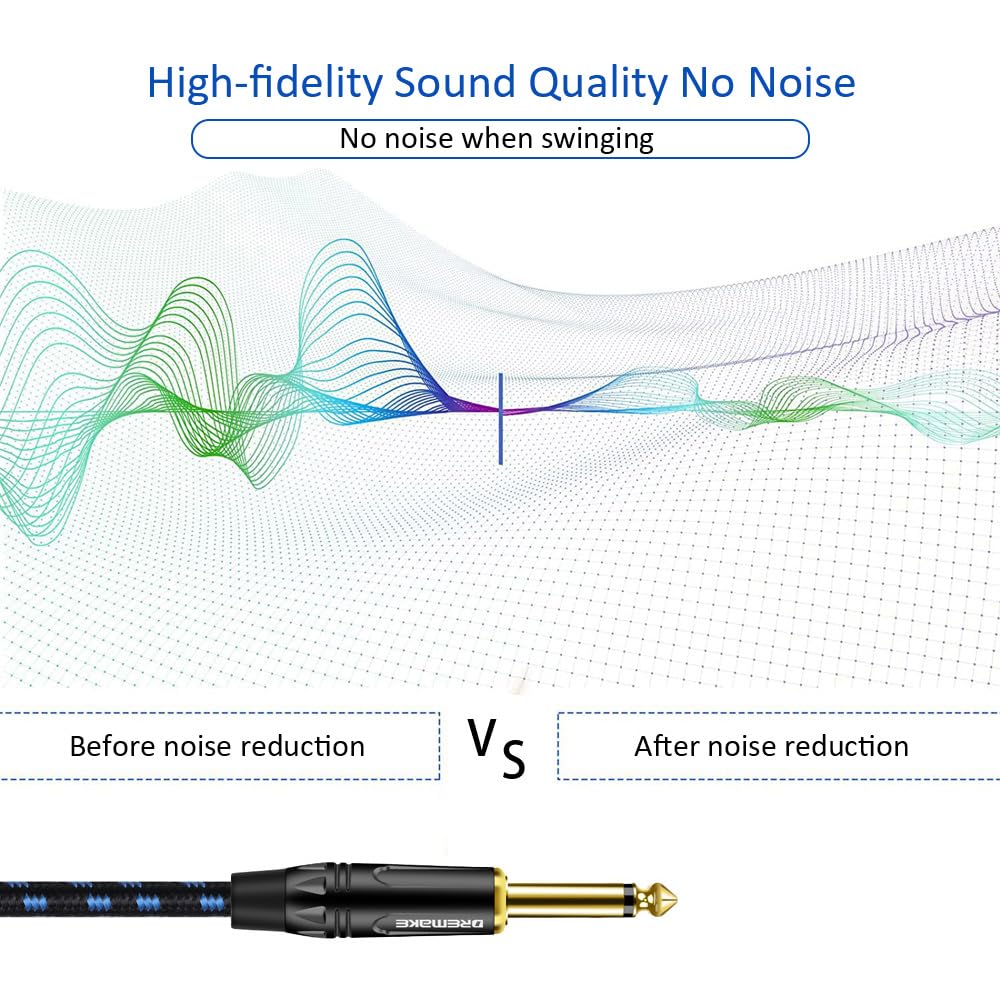 Dremake Jack 6.35Mm Ts 1/4 Inch To 1/4 Inch Guitar Cable 3Ft 6.35Mm Male To 6.35Mm Male Quarter Inch Audio Guitar Instrument Pat