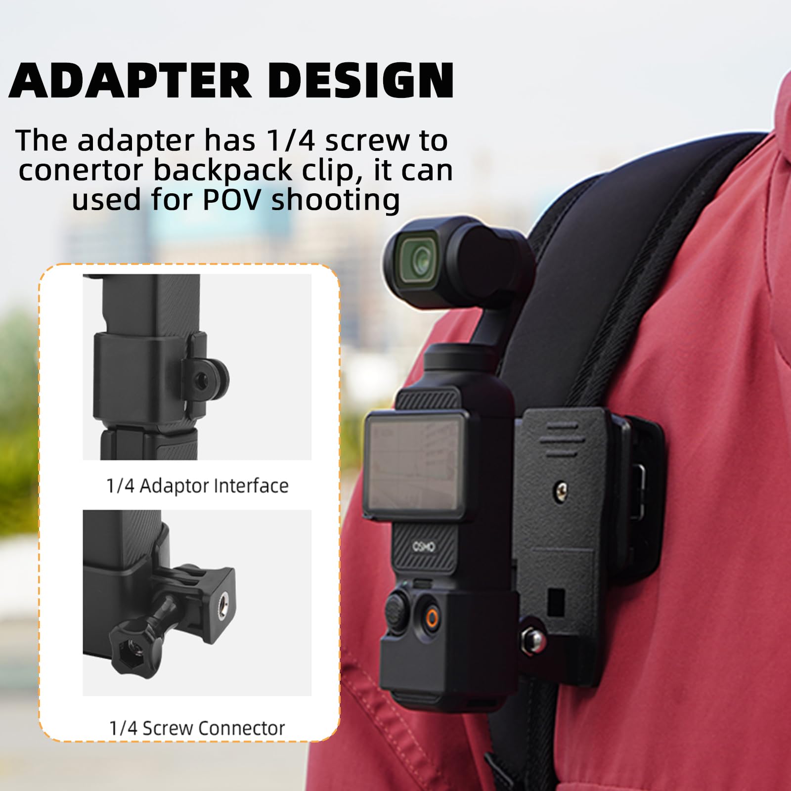 Flymile Backpack Clip Mount For Dji Osmo Pocket 3(With Expansion Adapter),Quick Release Shoulder Strap Holder For Gopro/Action 4