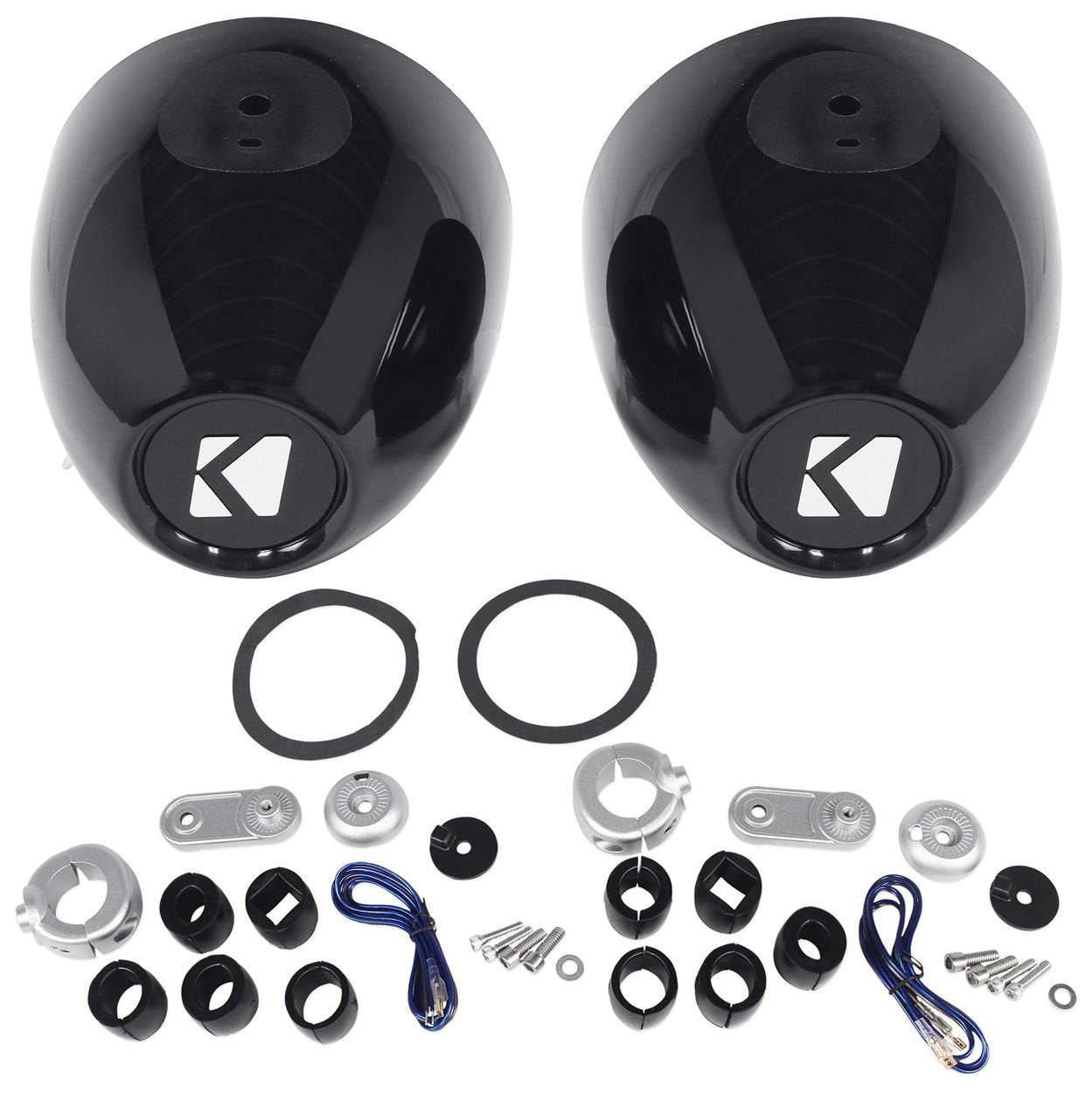 Kicker Black Mini Wake Tower Enclosures Loaded With Kicker 4'' Dsc Speakers