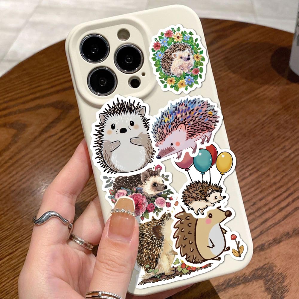 Yoksas Cute Hedgehog Stickers   50Pcs Waterproof Vinyl Kawaii Hedgehog Little Animal Stickers For Water Bottles, Laptops, Phone,