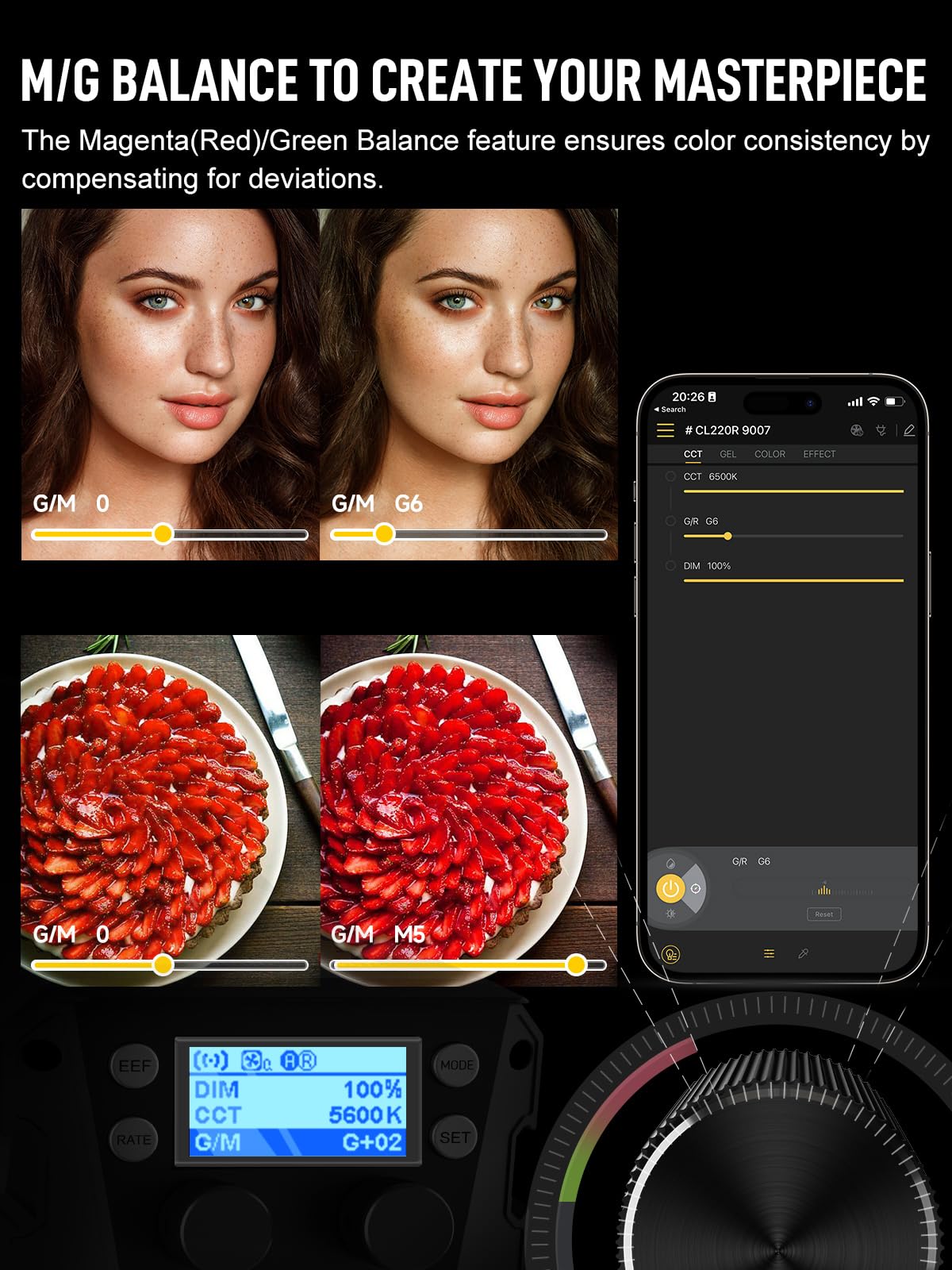 Video Light, Colbor Cl220R Rgb 250W Max Continuous Lighting 2700 6500K Cri97+ 31,400Lux@3.3Ft Cob Studio Light With Bowens Mount