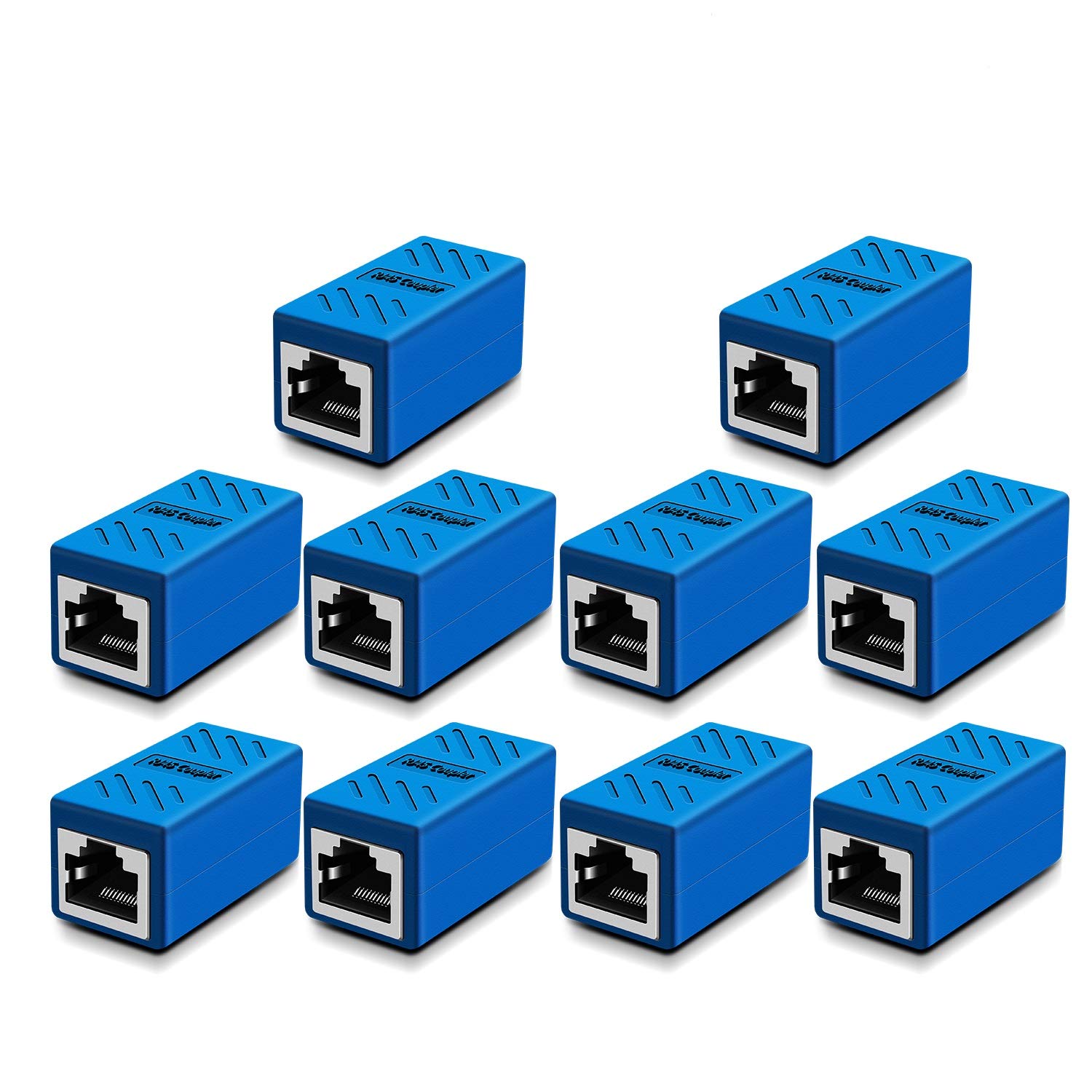 Oneme Ethernet Cable Extender,Rj45 Coupler, Extender Connector   Ethernet Coupler Female To Female (Blue 10 Pack)