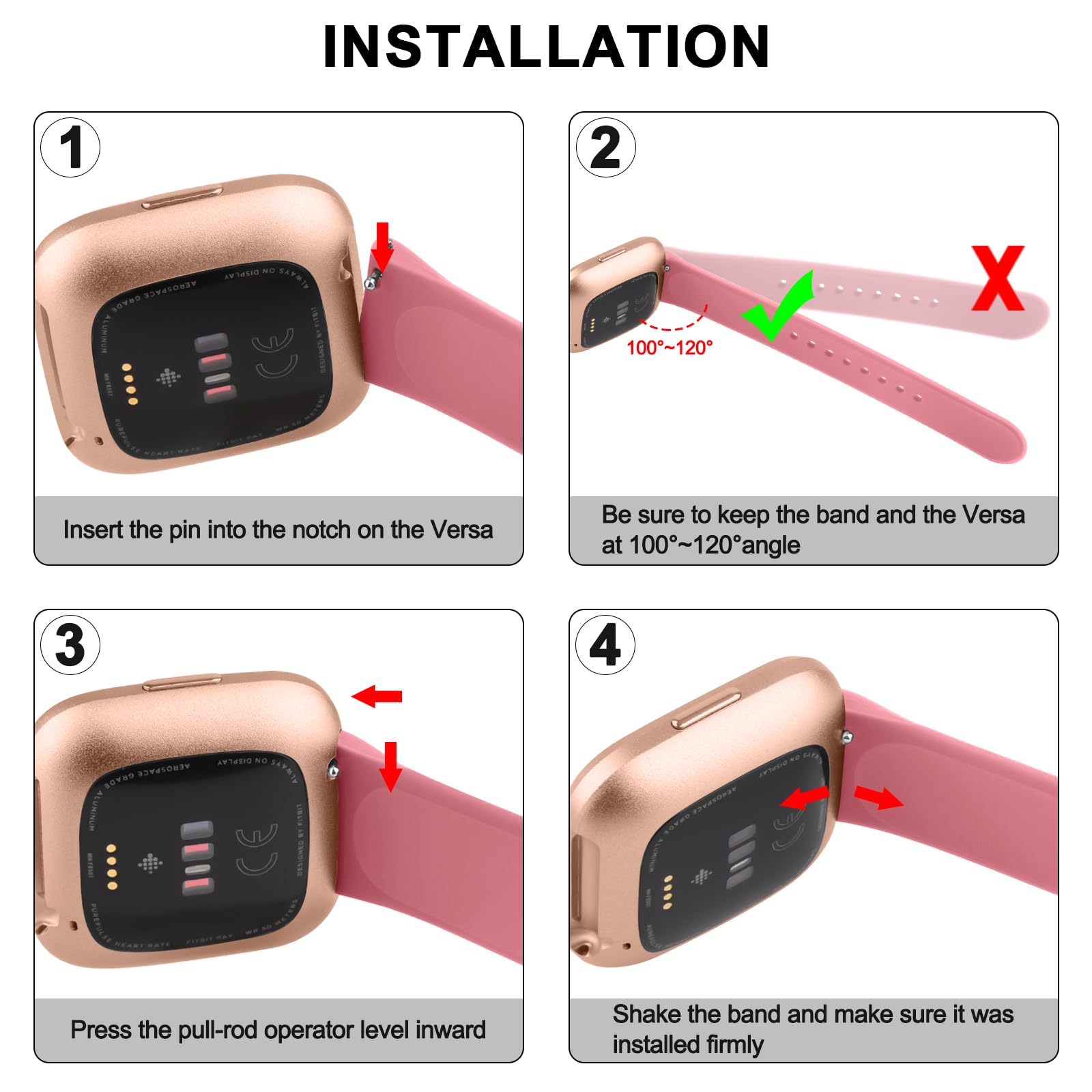 AK Silicone Bands for Fitbit Versa - Coral Red Soft Straps Replacement Wristbands for Versa 2 Smart Watch