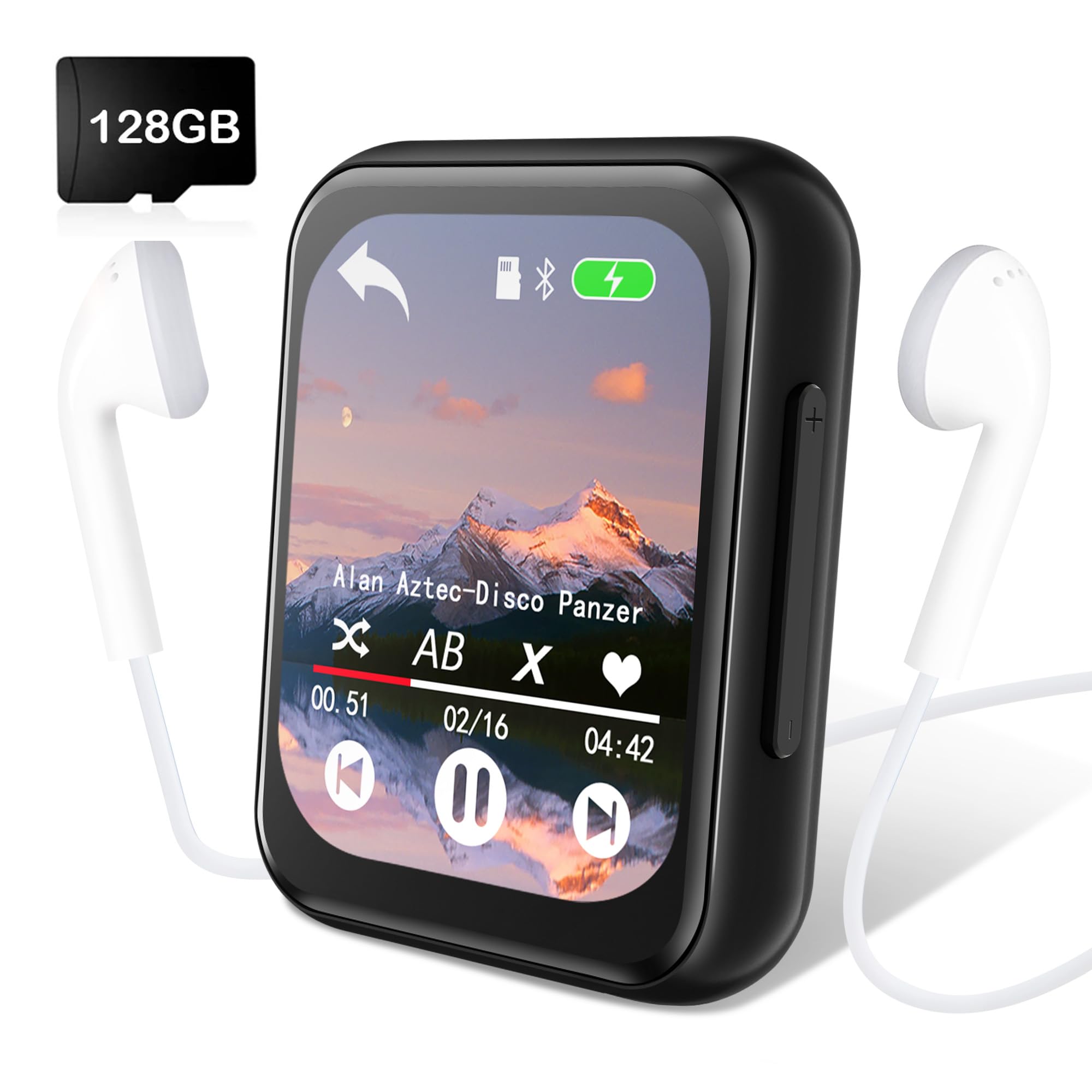 128Gb Mp3 Player With Bluetooth 5.3, Portable Digital Lossless Music Player With Built In Speaker, 2.0 In Full Touch Screen, Hif