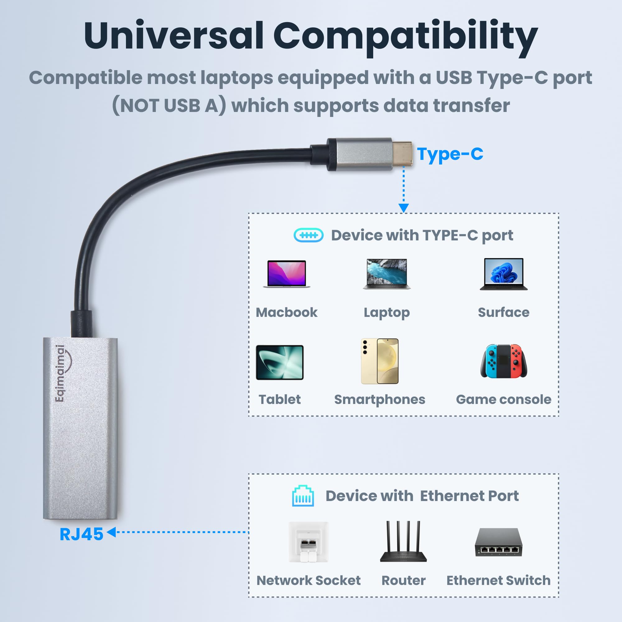 Usb C To Ethernet Adapter,Usb C Ethernet Adapter, Ethernet To Usb C Adapter,Typec To Rj45 Ethernet Adapter 1Gbps Gigabit Etherne