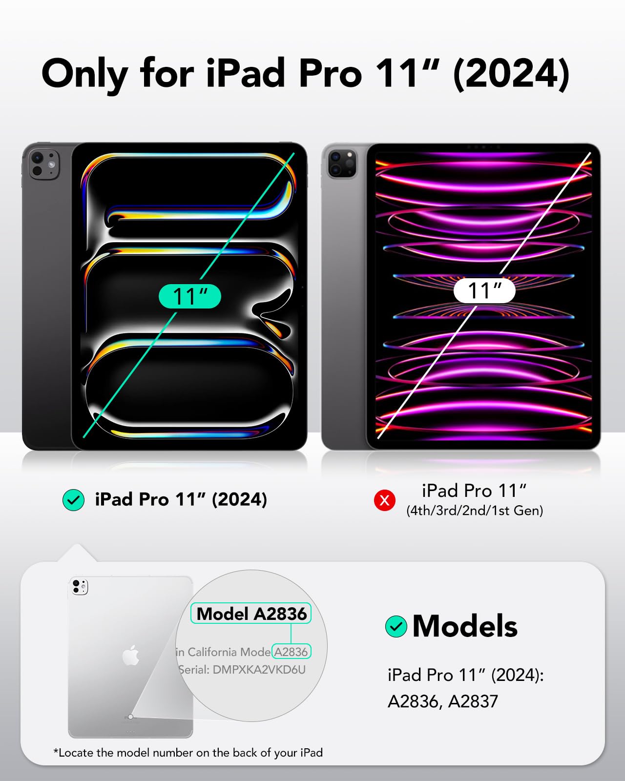 Esr For Ipad Pro 11 Inch Case 2024 5Th Gen(M4), Powerful Magnetic Attachment, Slim Trifold Stand Case, Supports Pencil Pro And Pencil(Usb C), Tough Protection, Auto Sleep/Wake, Rebound Series, Black