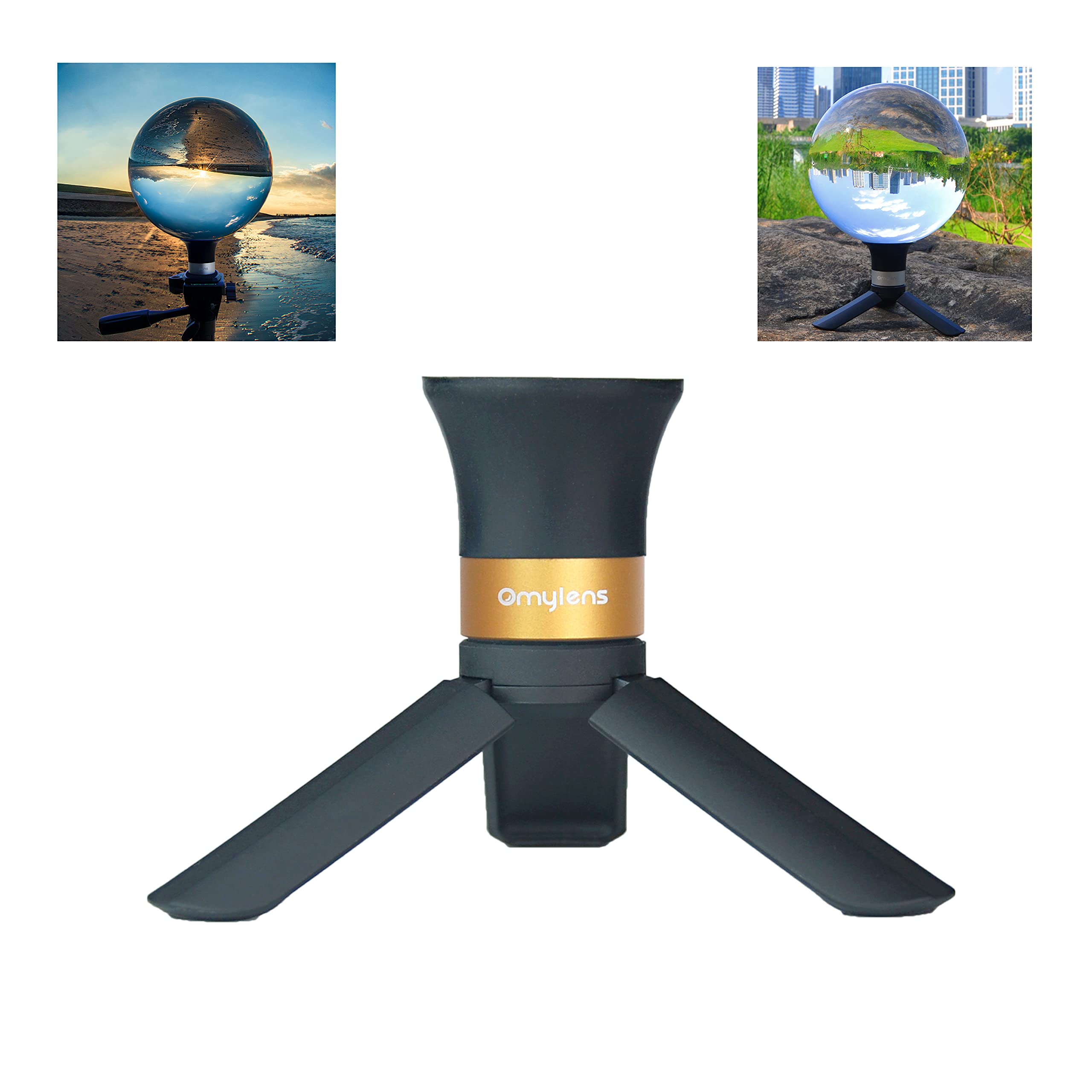 Omylens Lens Ball Stand Supports 60Mm/2.36'' To 150Mm/5.9'' Crystal Ball, Spherical Display Standing, Silicone Suction Cup+Golde